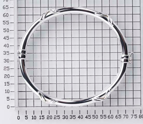 925 STERLING SILVER CLASSIC X HINGED BANGLE BRACELET