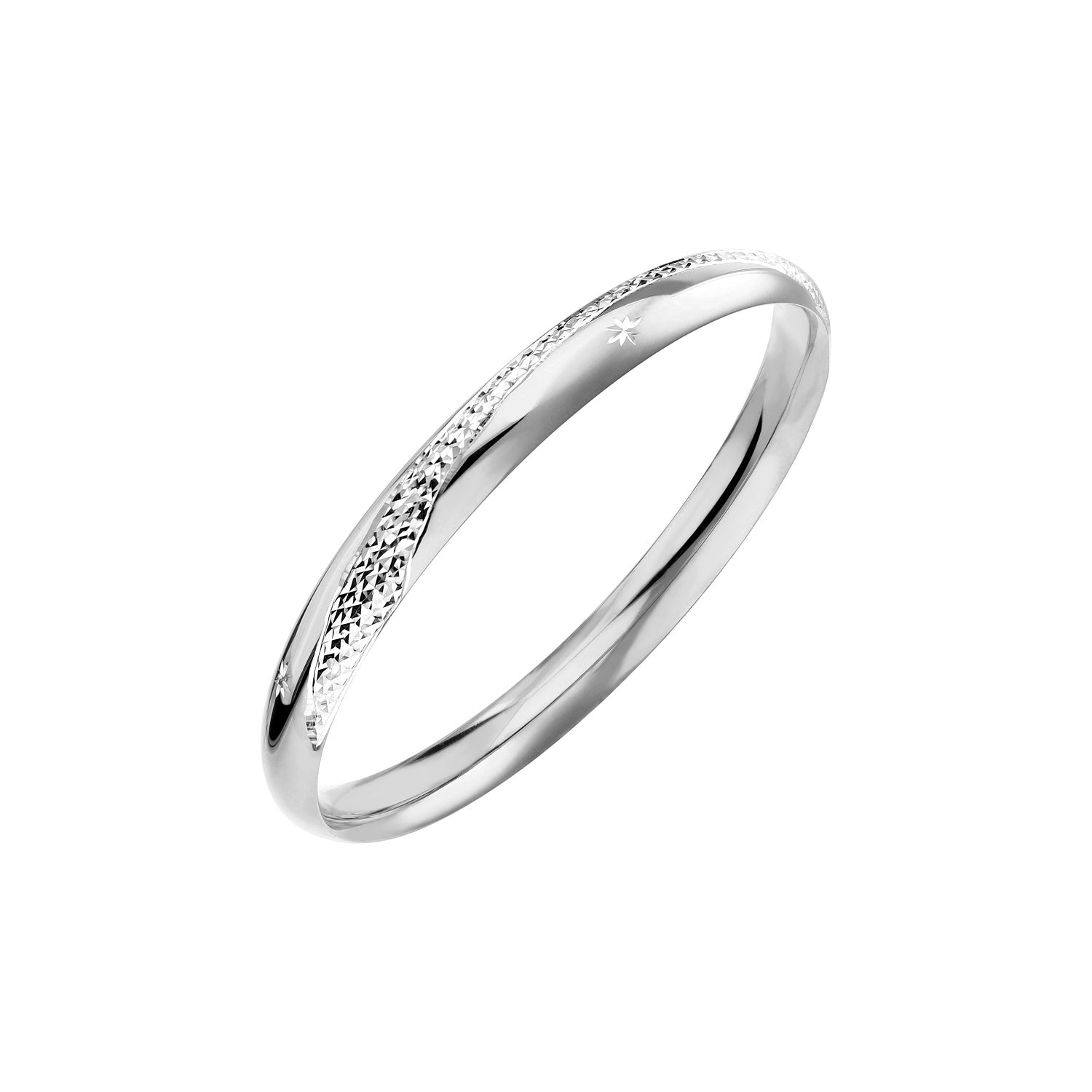925 STERLING SILVER DIAMOND CUT PATTERN ROUND SLIP ON BANGLES F61571