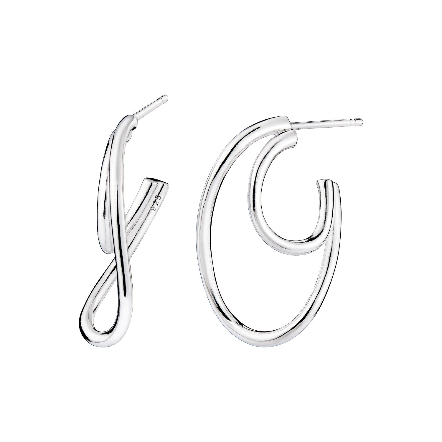 925 STERLING SILVER TWISTED FREE FORM EARRINGS WITH POST F62085