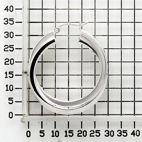 925 STERLING SILVER 30.0 MM. DOUBLE CROSSOVER SQUARE TUBE ROUND HOOP EARRINGS F70217