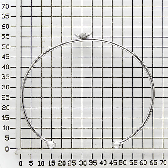 925 STERLING SILVER LITTLE FLOWER BALL END OPEN CUFF BANGLE