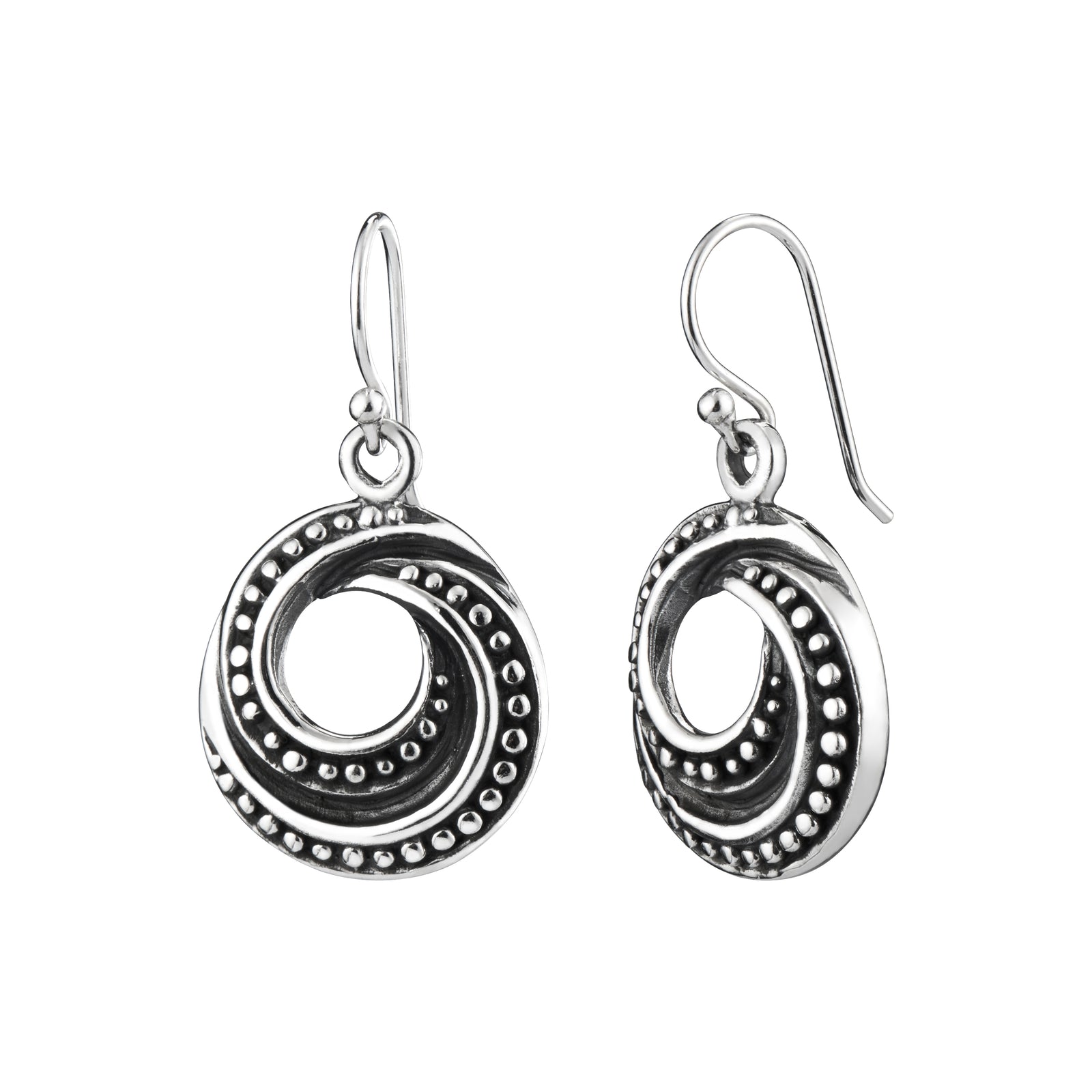 925 STERLING SILVER DOUBLE BEADED HOOP EARRINGS