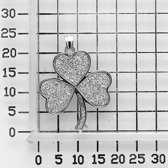 925 STERLING SILVER SHARMROCK PENDANT CHARM WITH GLITTER F75172