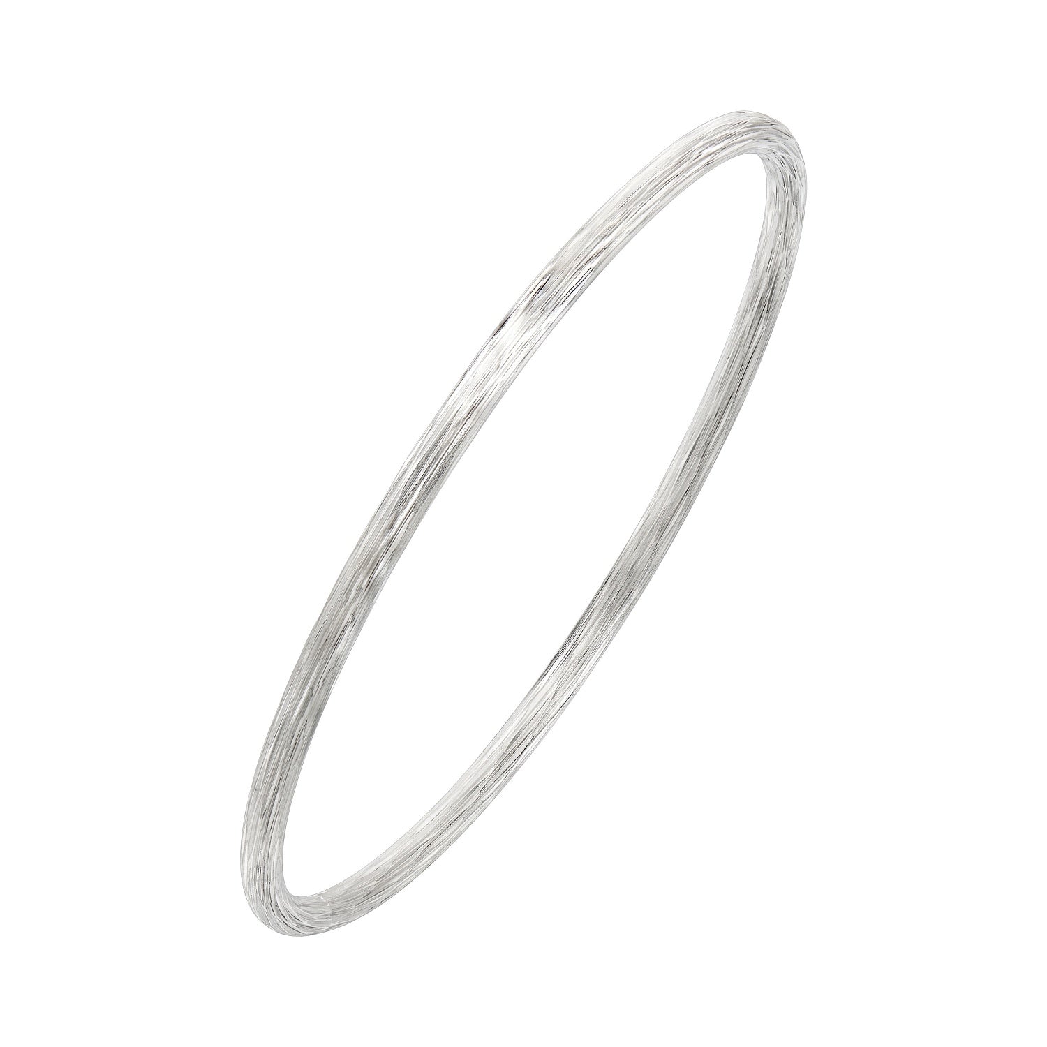 925 STERLING SILVER DIAMOND CUT ALL ROUND SLIP ON BANGLE F77547