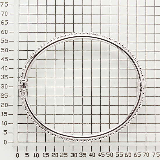 925 STERLING SILVER CAVIAR OVAL HINGED BANGLE BRACELET