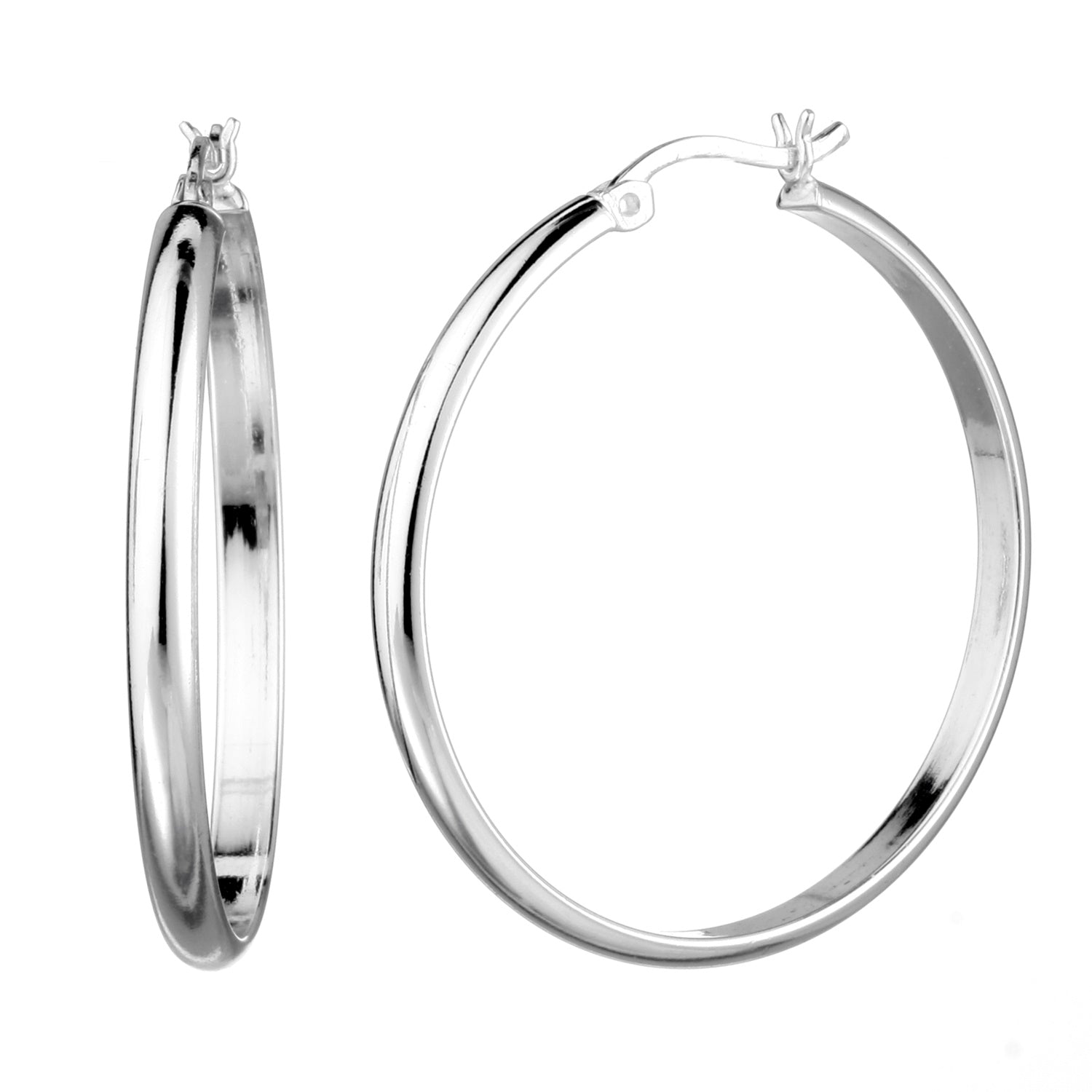 925 STERLING SILVER HALF ROUND 33.0 MM BASIC HOOPS F80376