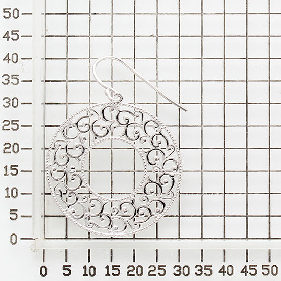 925 STERLING SILVER ART CARVED MILGRAIN EARRINGS F83866