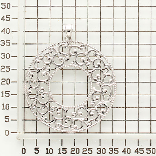 925 STERLING SILVER ART CARVED MILGRAIN PENDANT F83873