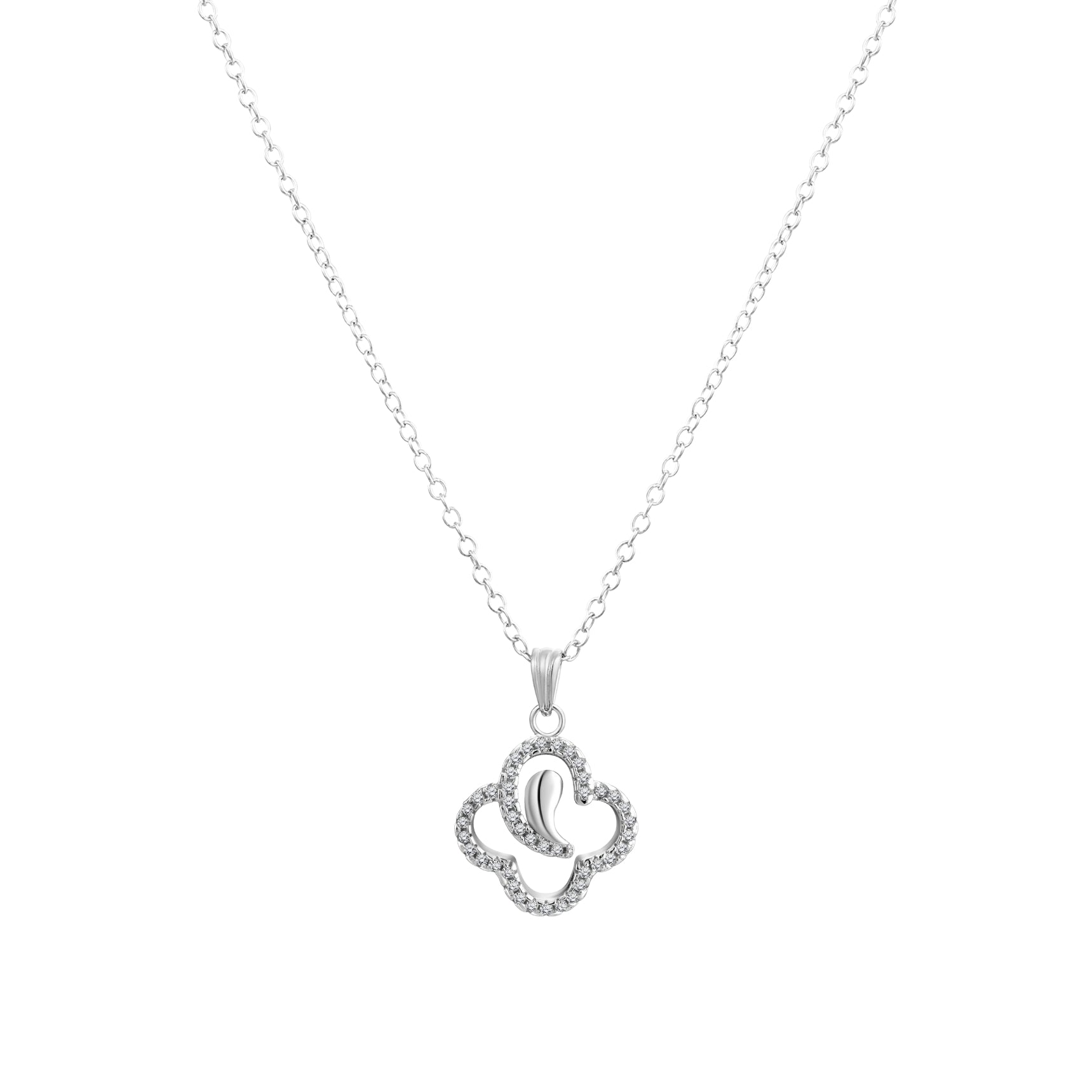 925 STERLING SILVER PAVE FLOWER PENDANT
