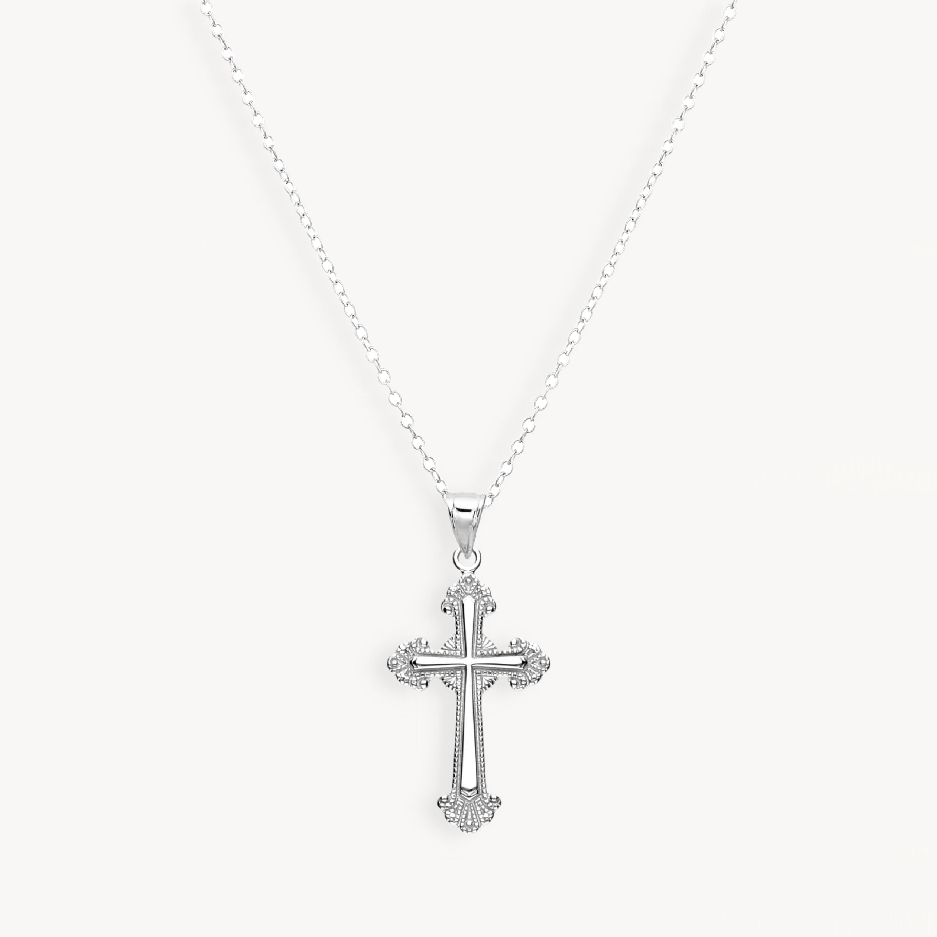 925 STERLING SILVER ANTIQUE PATTERN CROSS PENDANT