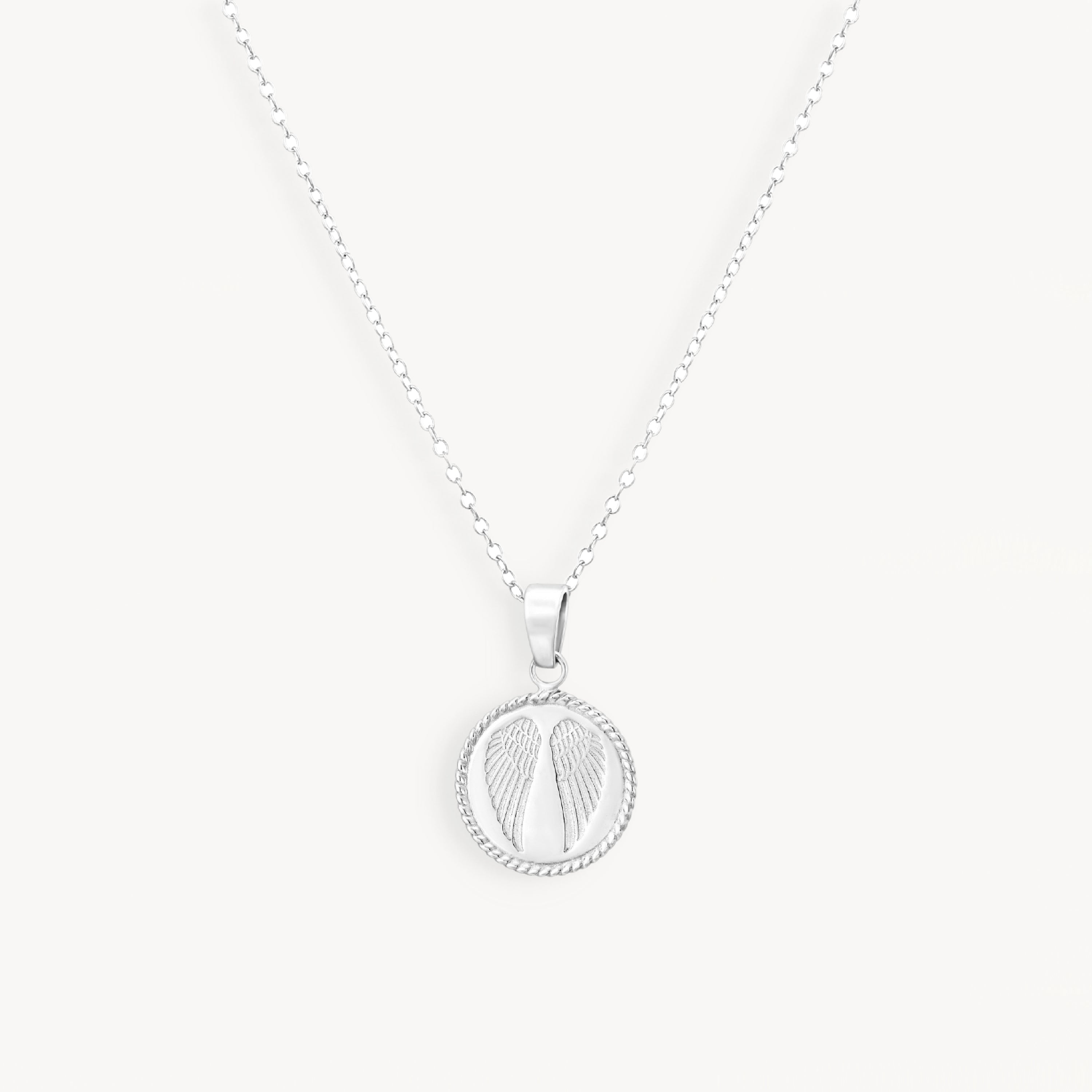 925 STERLING SILVER ANGEL WINGS PENDANT ROUND SHAPE 15.0 MM