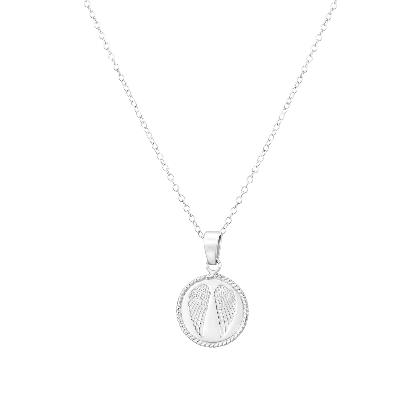 925 STERLING SILVER ANGEL WINGS PENDANT ROUND SHAPE 15.0 MM