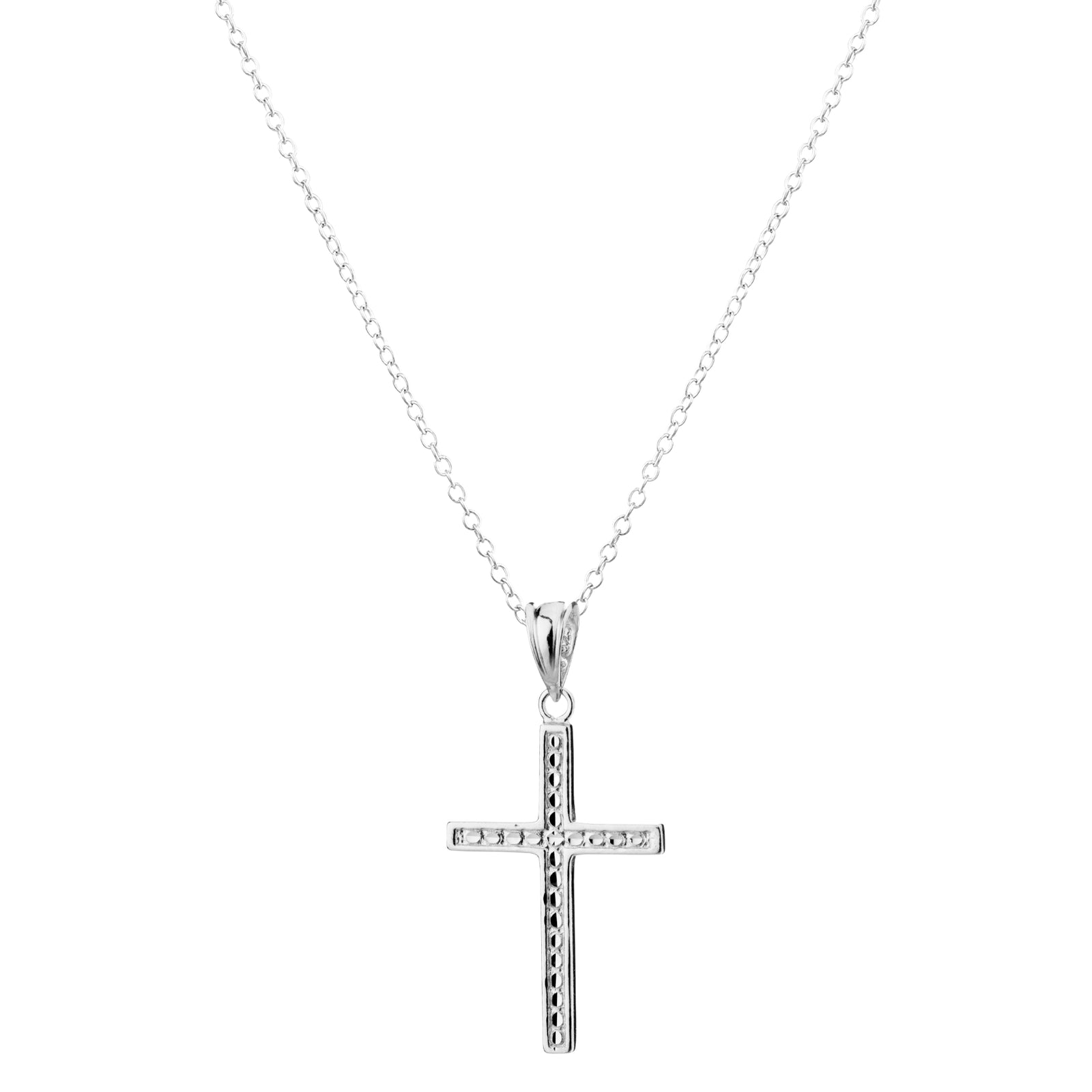 925 STERLING SILVER CROSS PENDANT CAVIAR PATTERN