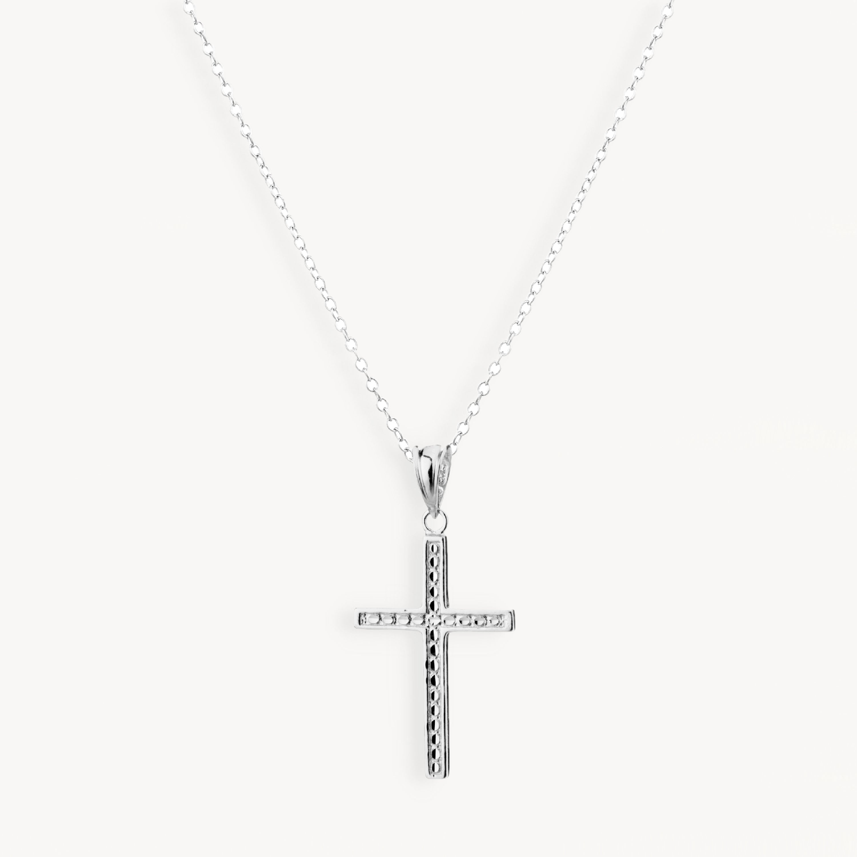 925 STERLING SILVER CROSS PENDANT CAVIAR PATTERN