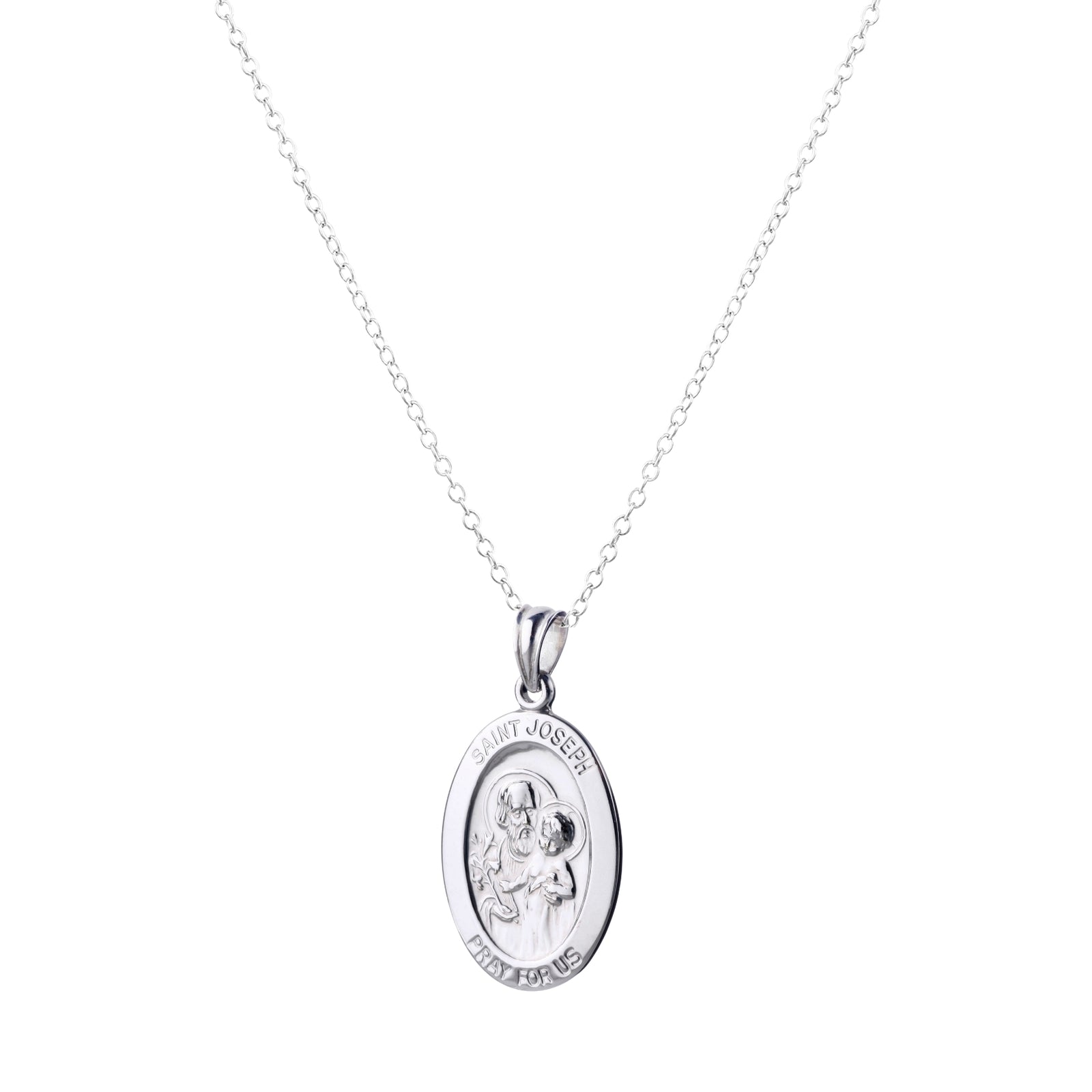925 STERLING SILVER 20.0MM. SAINT JOSEPH OVAL PENDANT