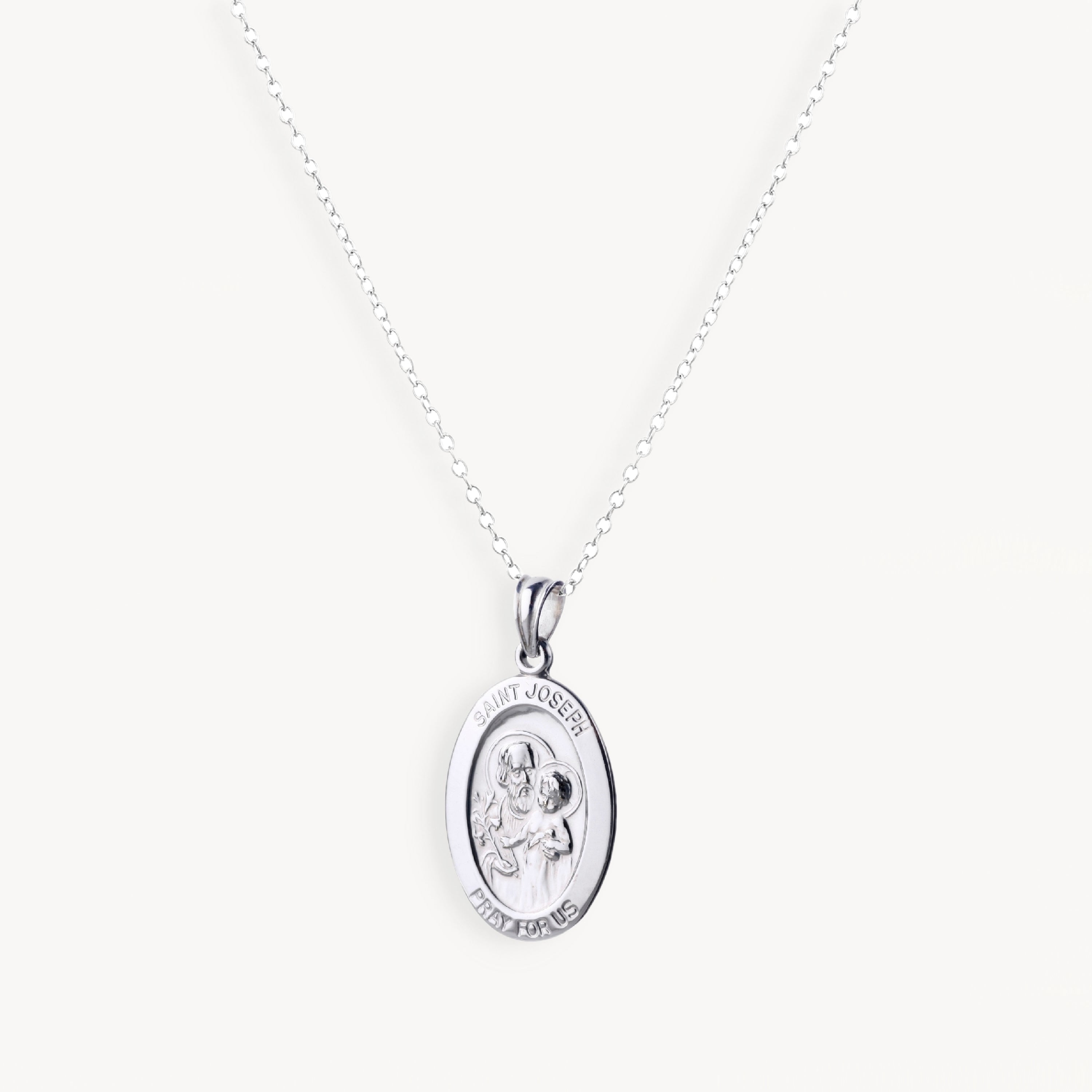 925 STERLING SILVER 20.0MM. SAINT JOSEPH OVAL PENDANT