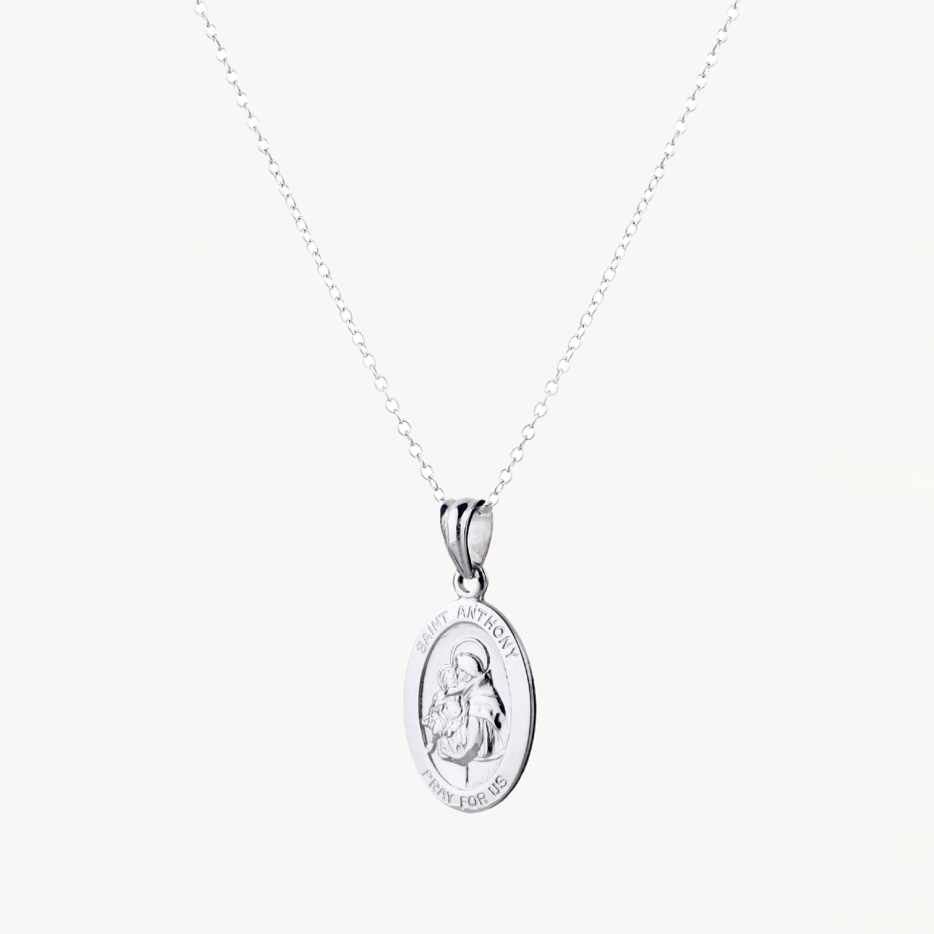 925 STERLING SILVER 15.0 MM. SAINT ANTHONY OVAL PENDANT