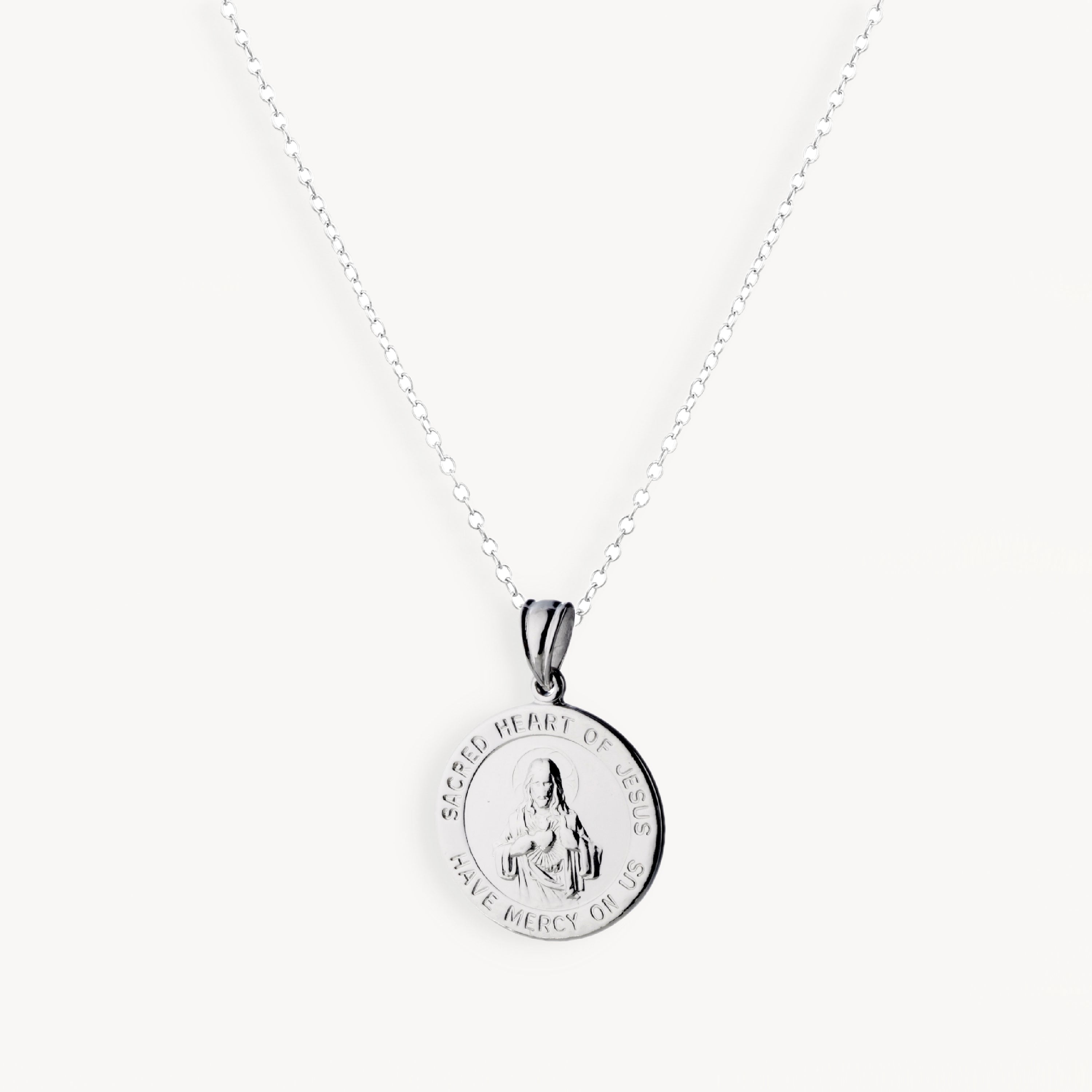 925 STERLING SILVER 20.0 MM HEART OF JESUS PENDANT