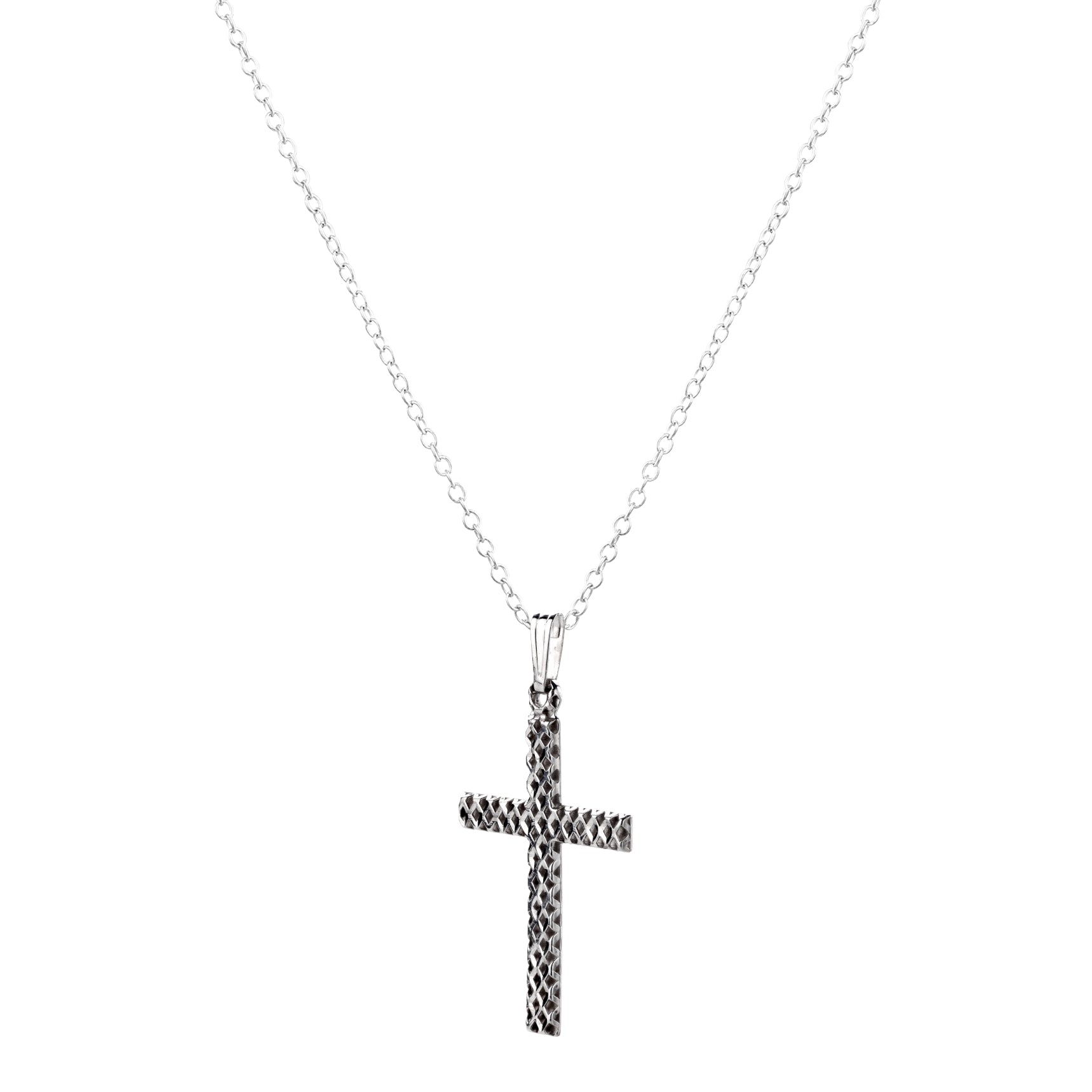 925 STERLING SILVER MESH CROSS PENDANT 25.0 MM