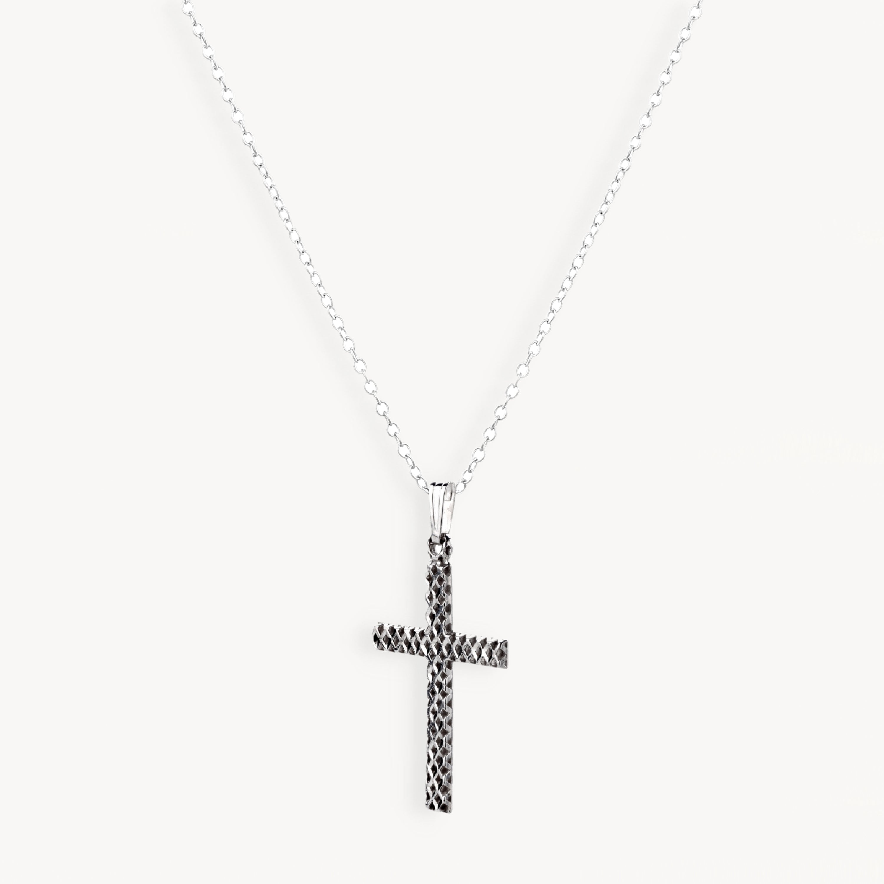 925 STERLING SILVER MESH CROSS PENDANT 25.0 MM
