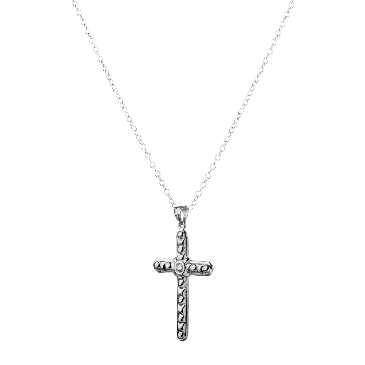 925 STERLING SILVER DOT CROSS PENDANT 40.0 MM.