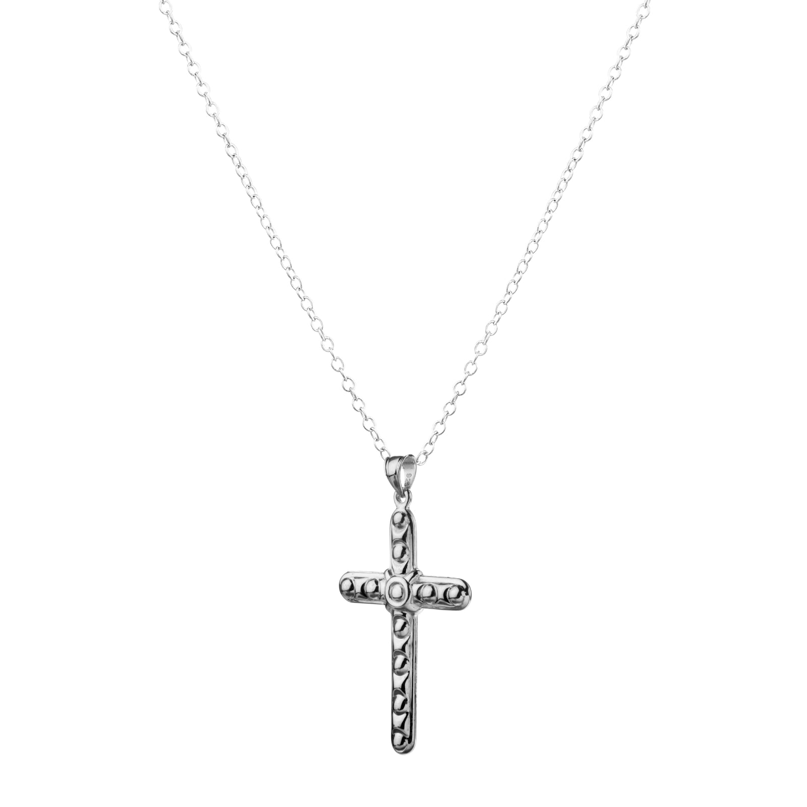 925 STERLING SILVER DOT CROSS PENDANT 40.0 MM.