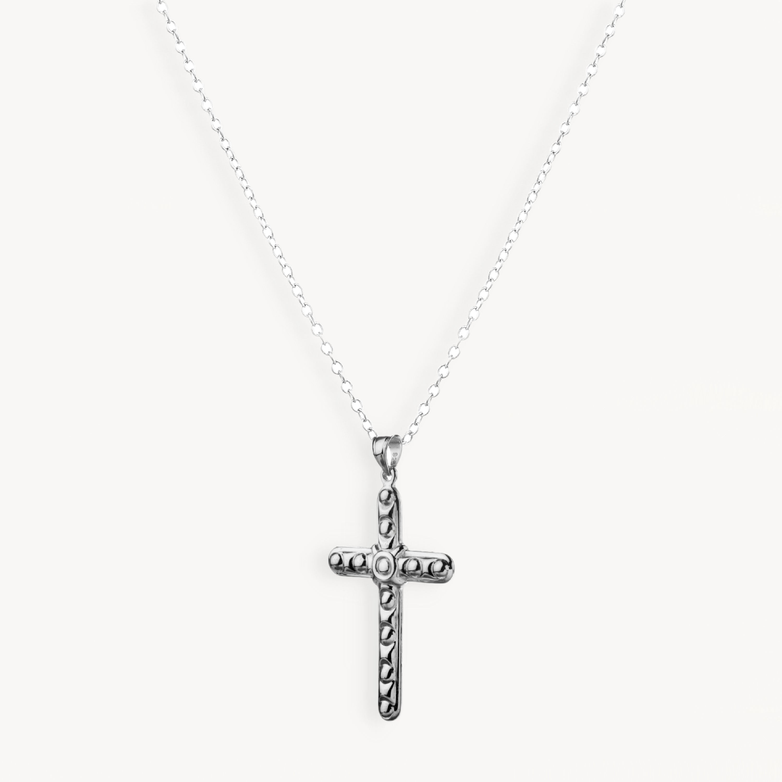 925 STERLING SILVER DOT CROSS PENDANT 40.0 MM.