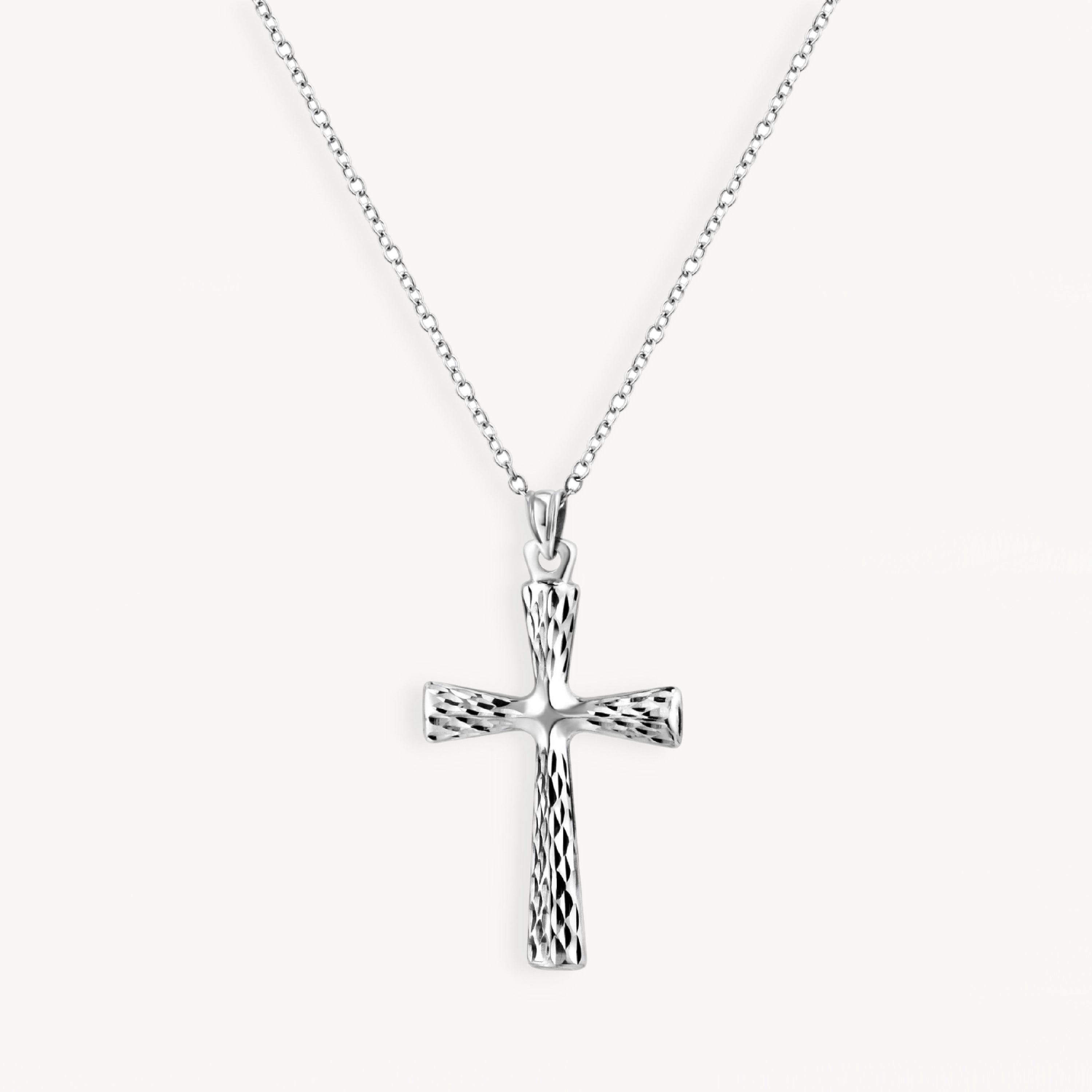 925 STERLING SILVER CLASSIC CROSS PENDANT WITH DIAMOND CUT 30.0 MM.