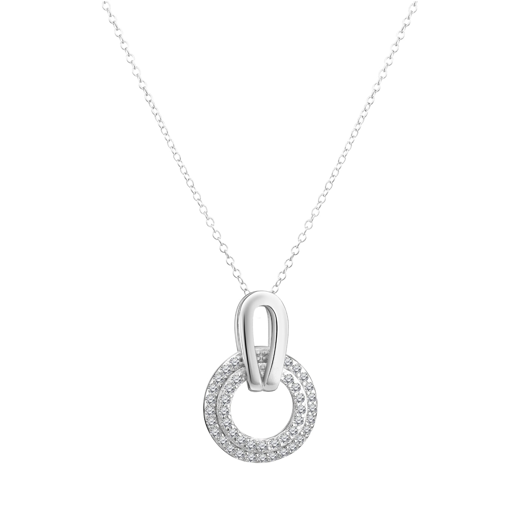 925 STERLING SILVER HALO DANGLED RING PENDANT