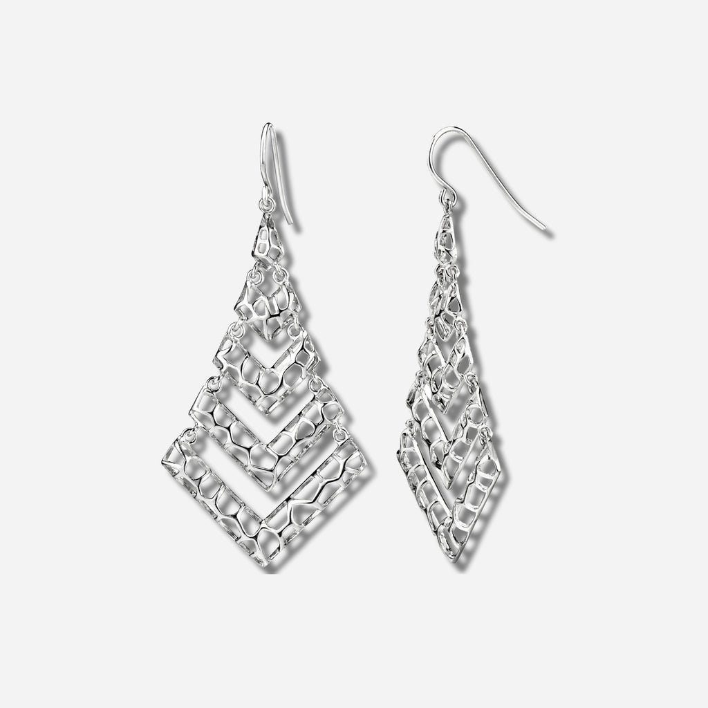 925 STERLING SILVER V SHAPE CHANDELIER EARRINGS