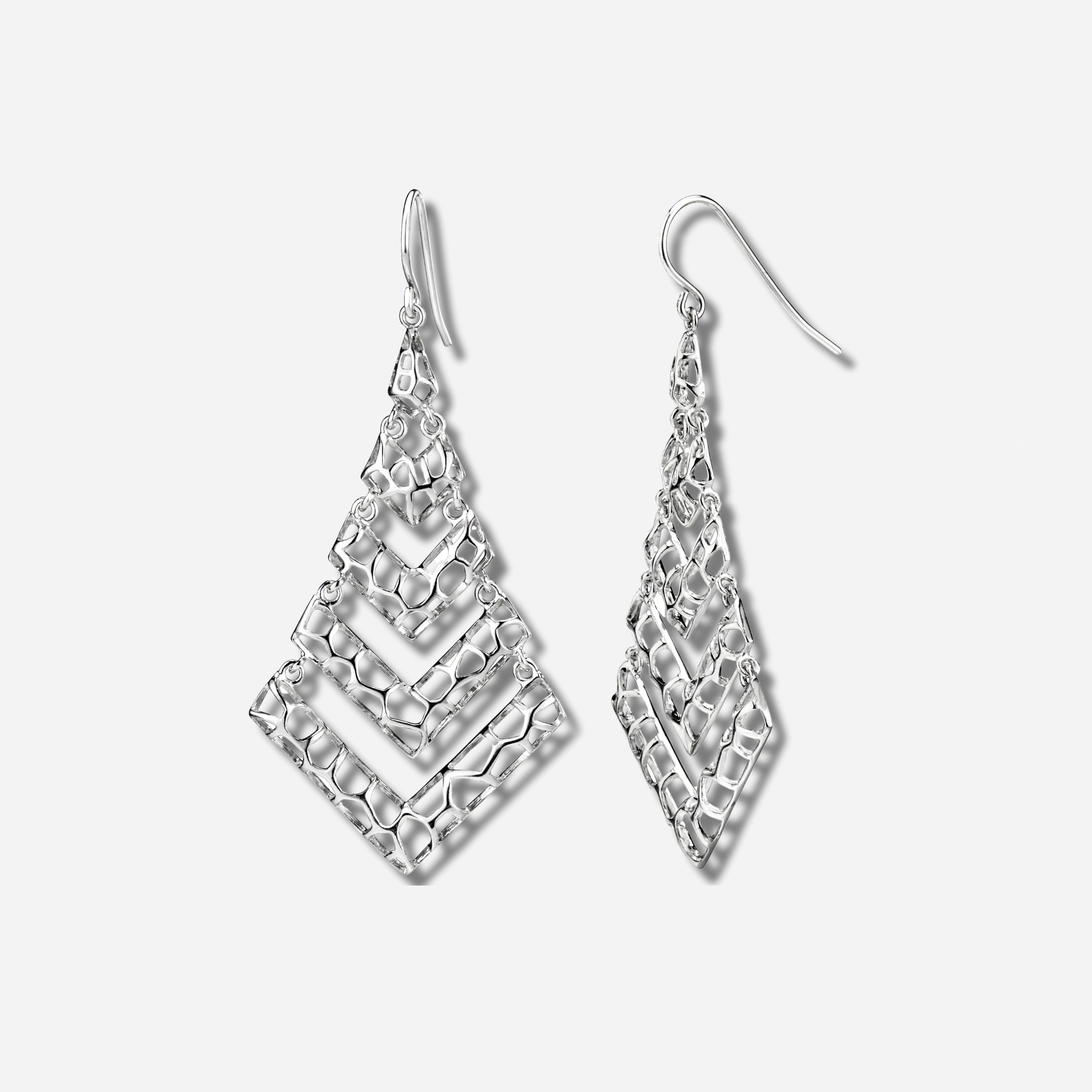 925 STERLING SILVER V SHAPE CHANDELIER EARRINGS