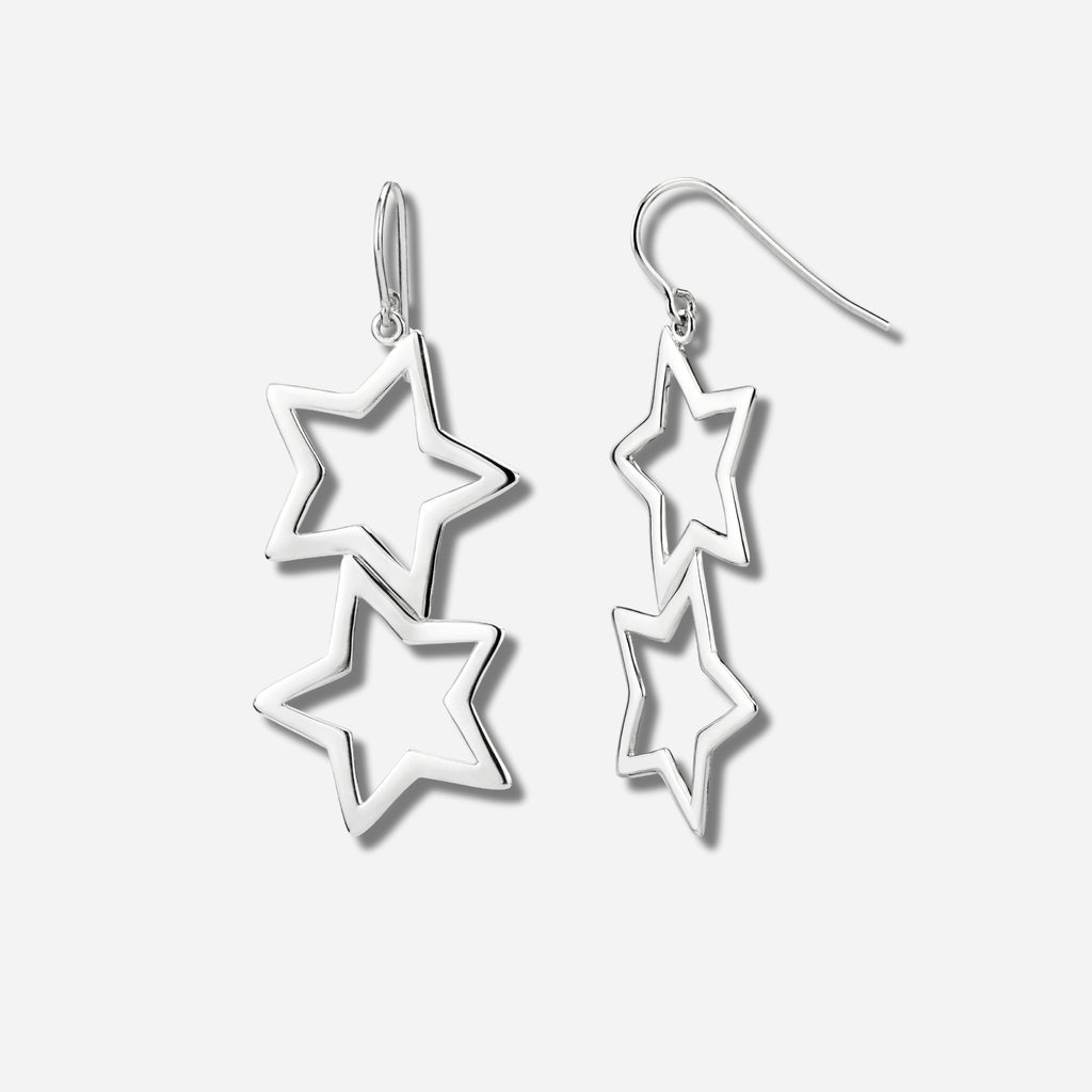 925 STERLING SILVER DANGLED STAR EARRINGS