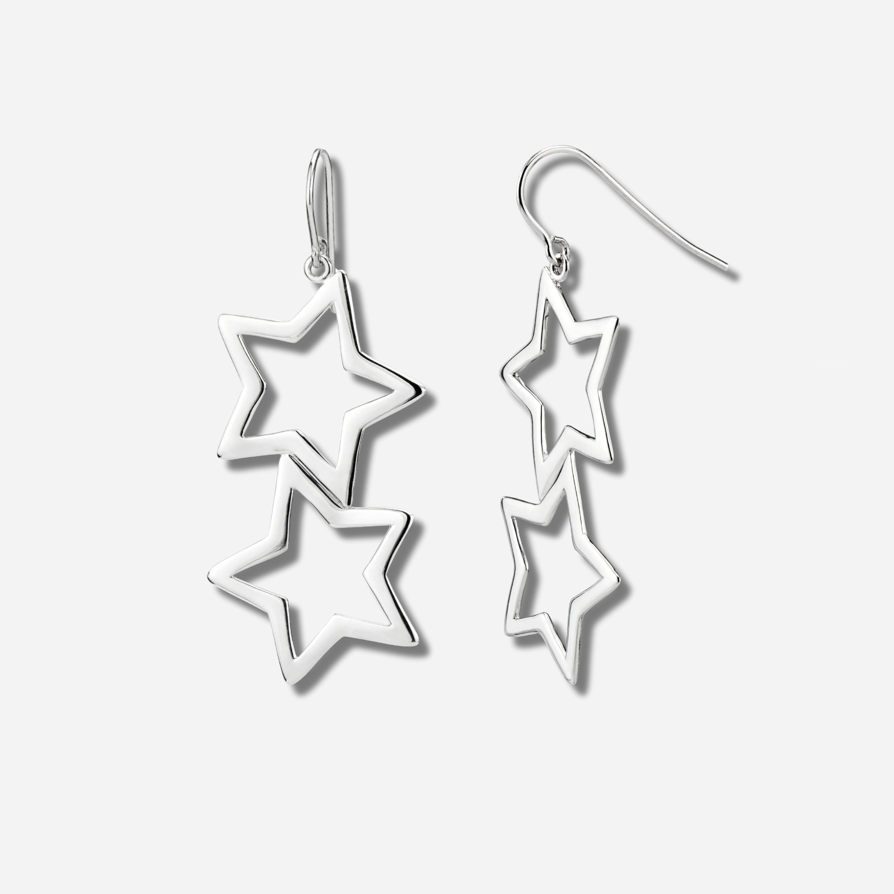 925 STERLING SILVER DANGLED STAR EARRINGS