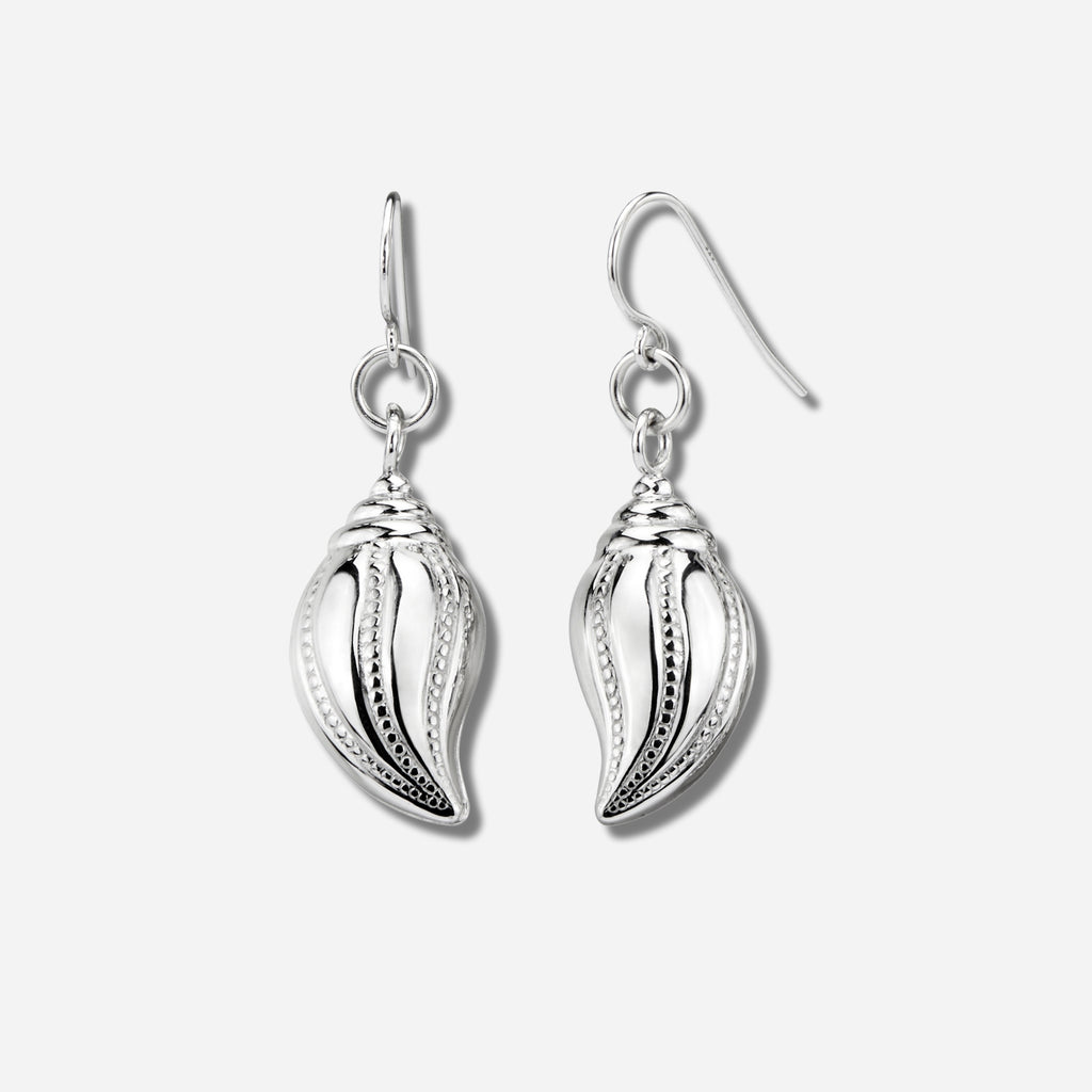 925 STERLING SILVER DANGLED CONCH EARRINGS