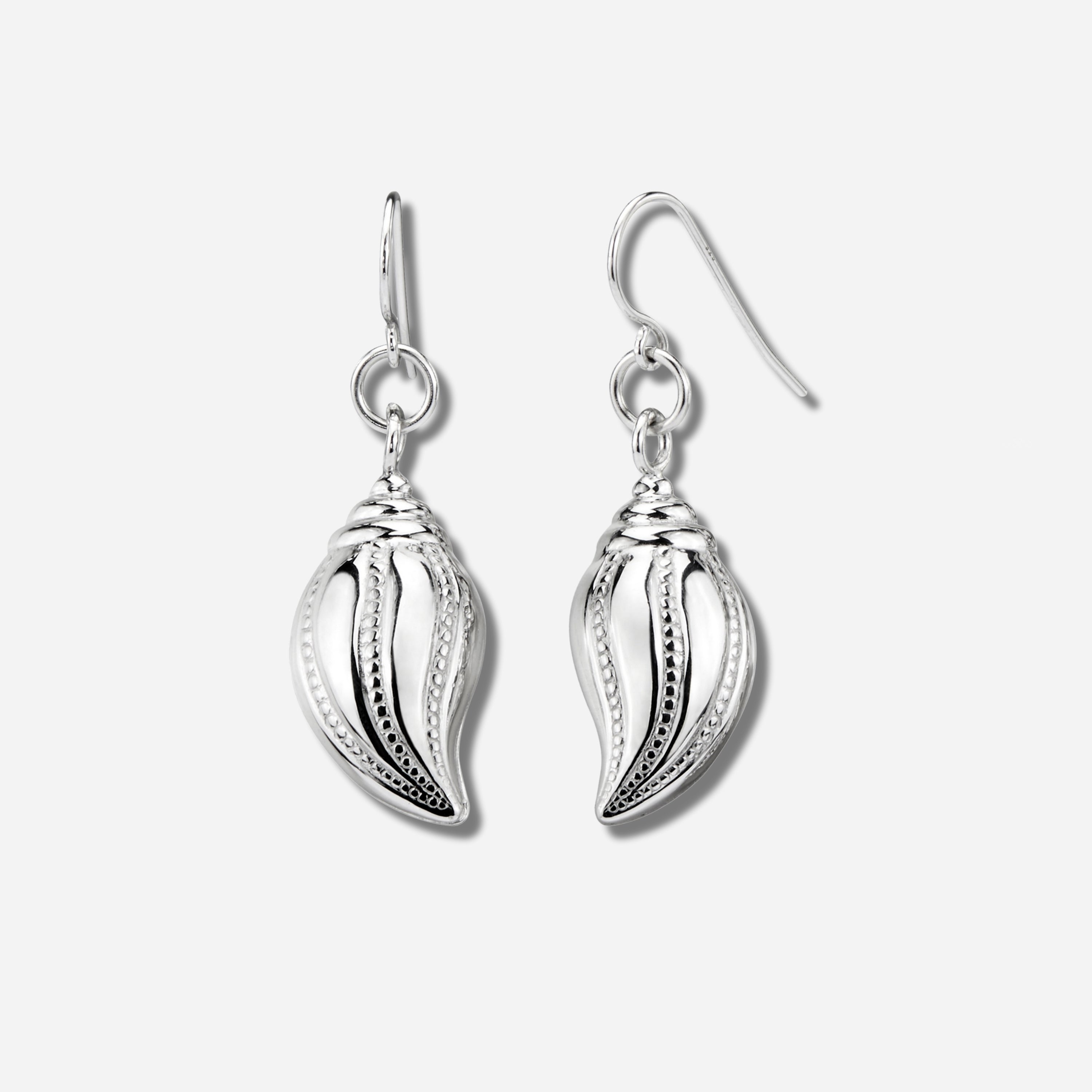 925 STERLING SILVER DANGLED CONCH EARRINGS