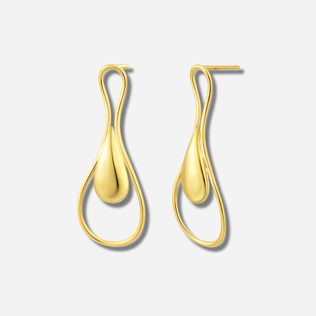 925 STERLING SILVER WITH 14K GOLD PLATED PAISLEY DESIGN EARRINGS