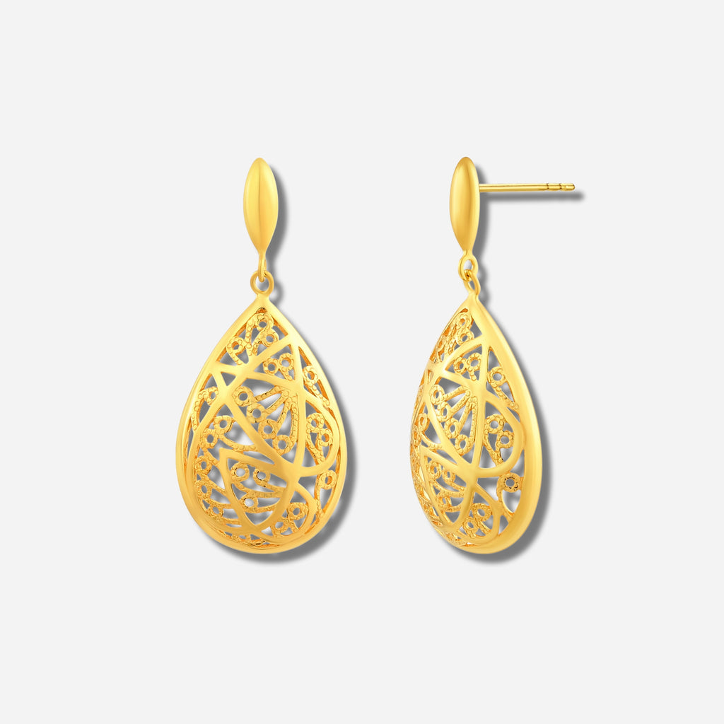 925 STERLING SILVER FILIGREE DANGLED EARRINGS