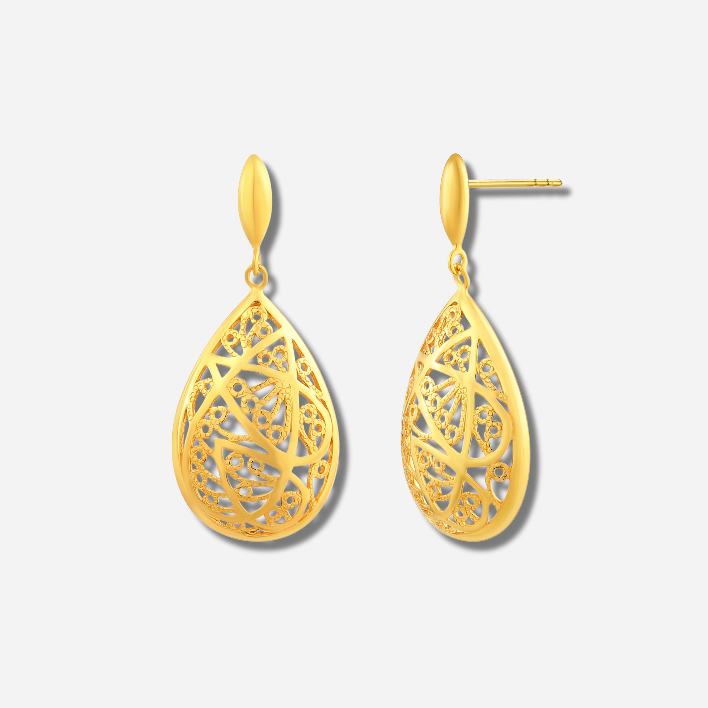 925 STERLING SILVER FILIGREE DANGLED EARRINGS