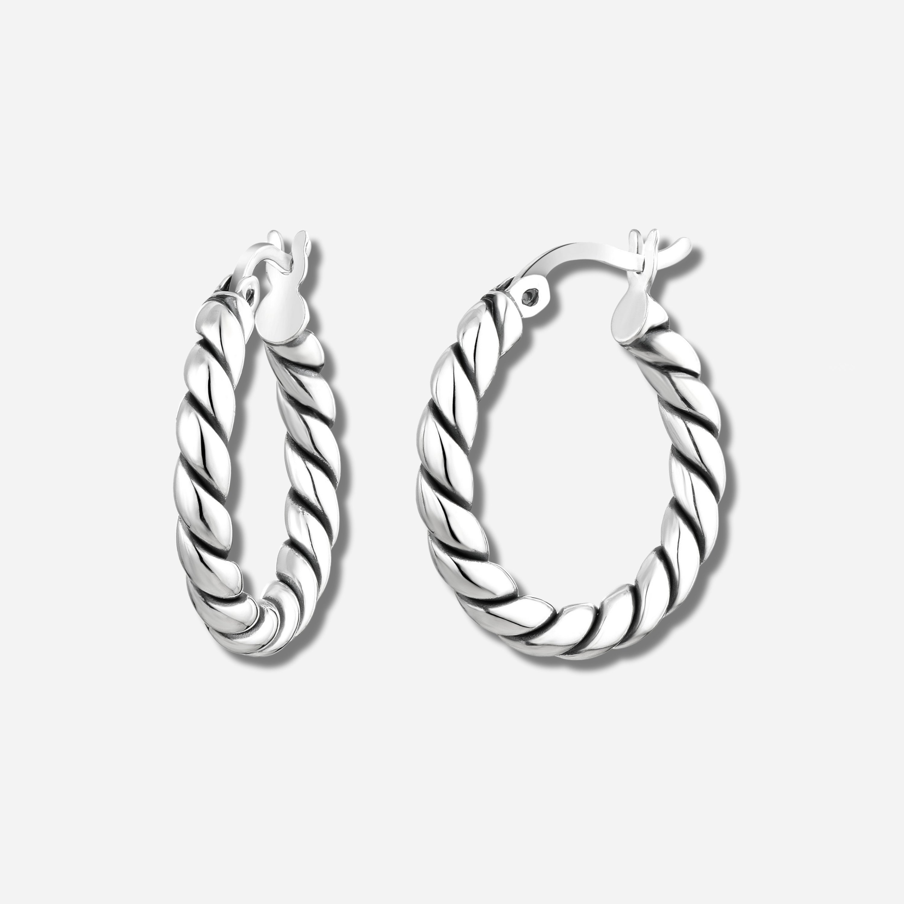 925 STERLING SILVER DOUBLE TUBE HOOP EARRINGS