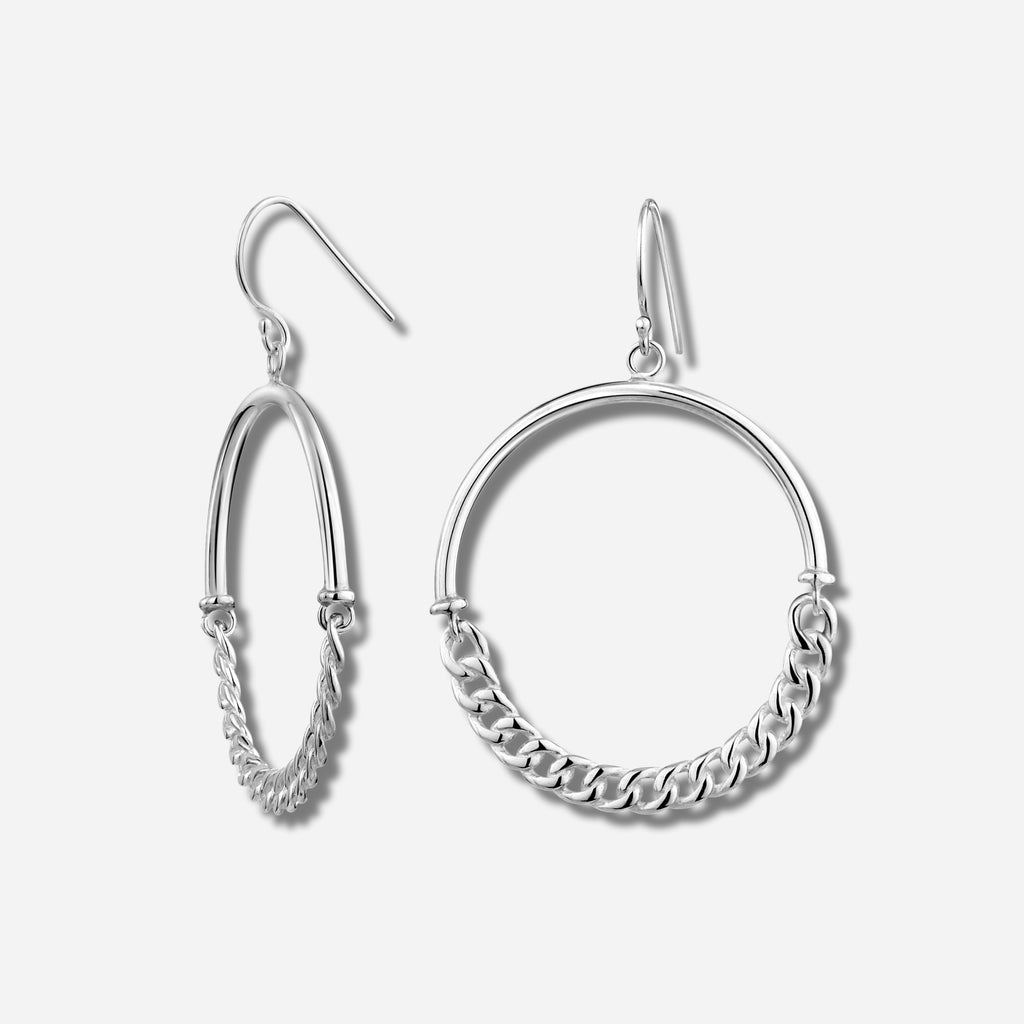 925 STERLING SILVER FANCY HOOP EARRINGS