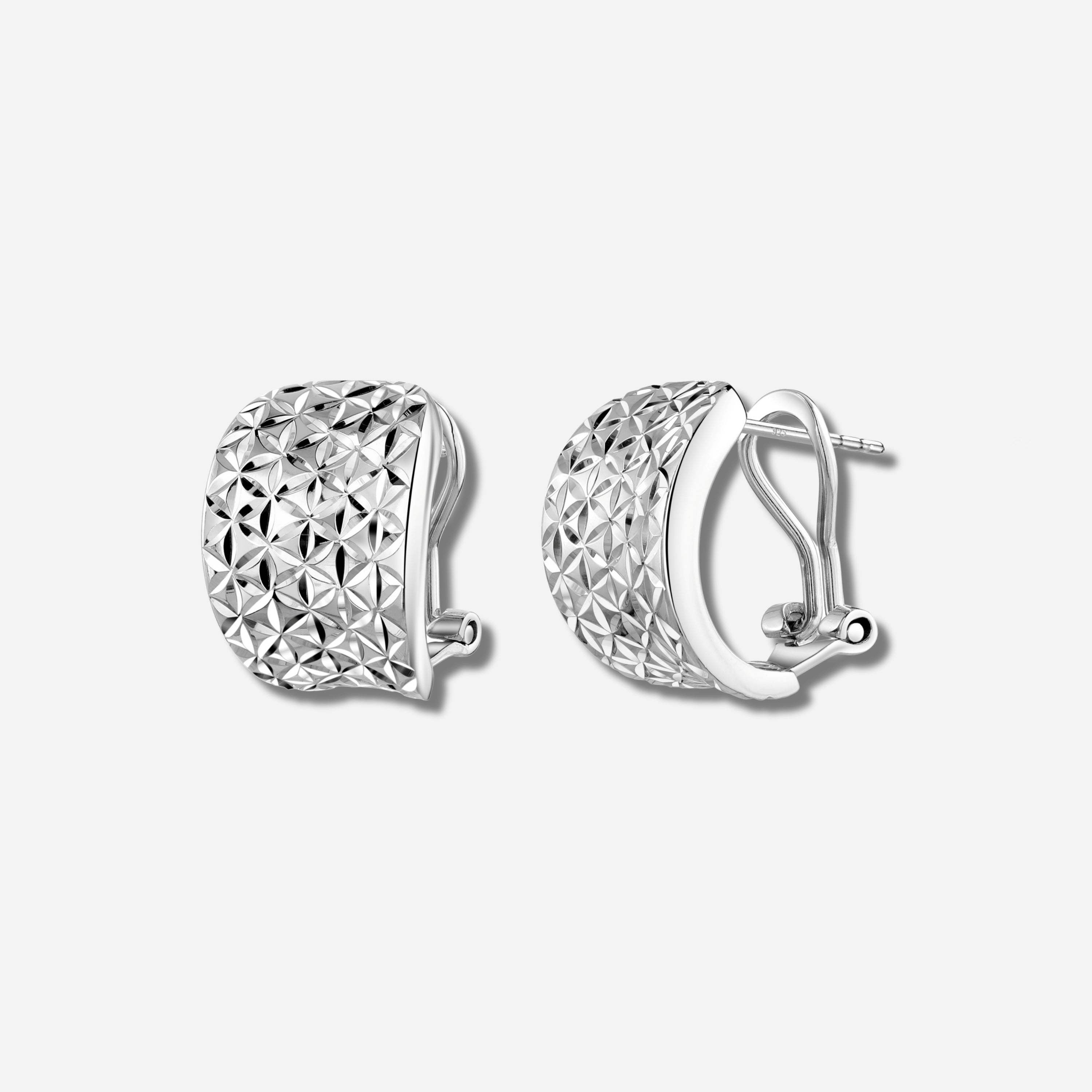 925 STERLING SILVER HALF HUGGIE HOOP EARRINGS
