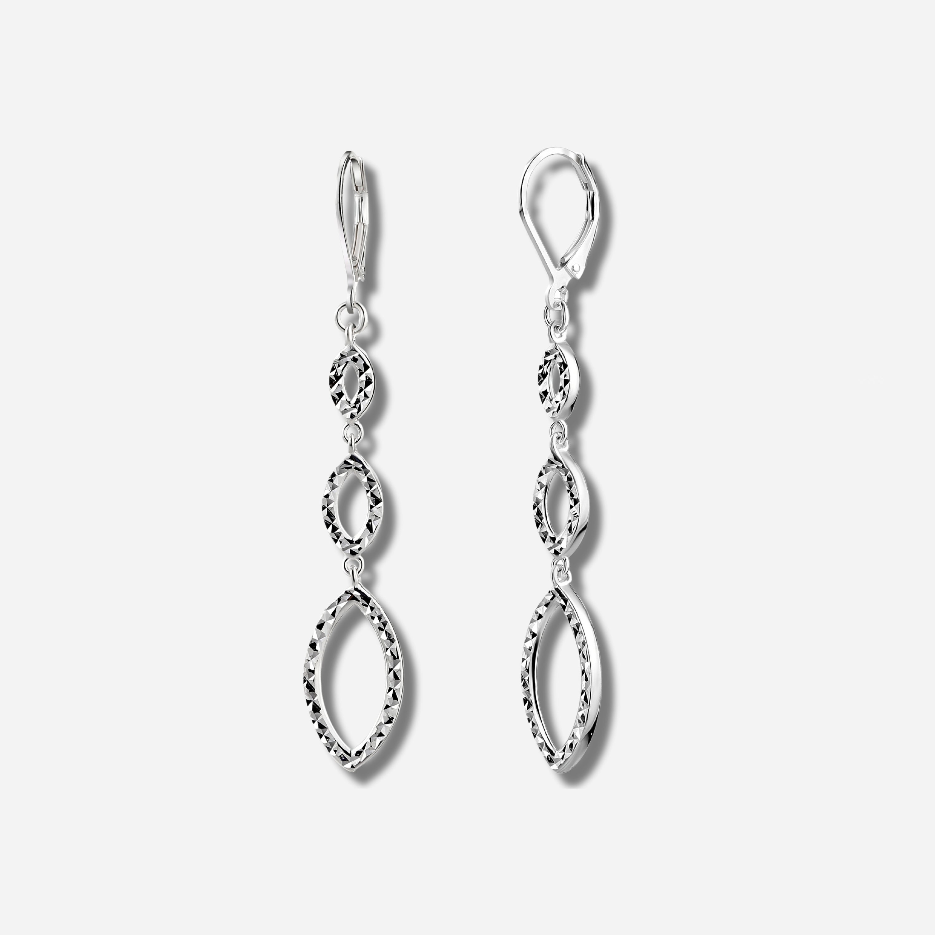 925 STERLING SILVER MARQUISE DANGLE EARRINGS