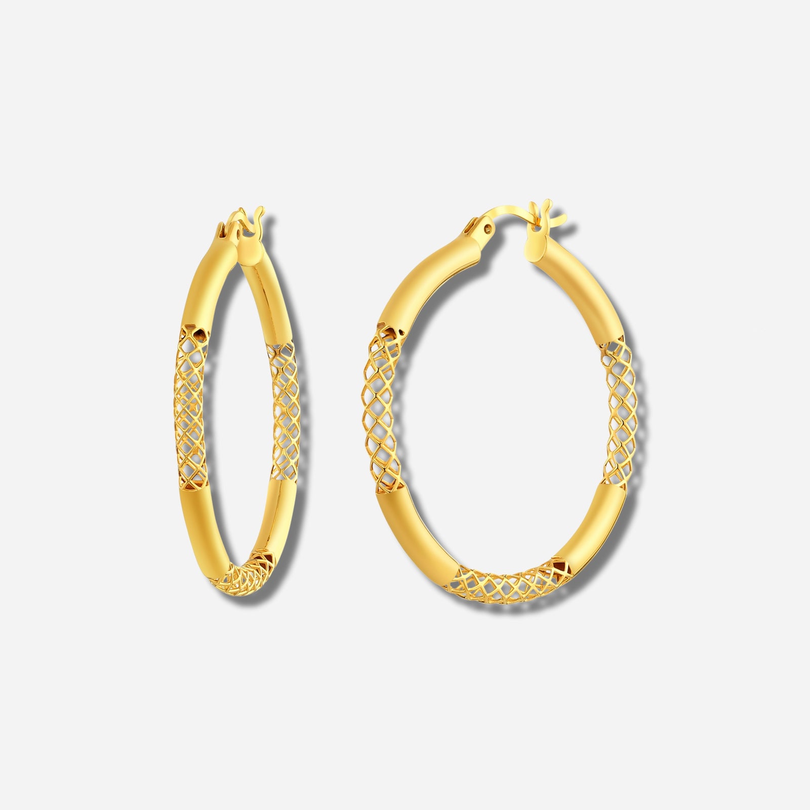 925 STERING SILVER LE MESH HOOP EARRINGS