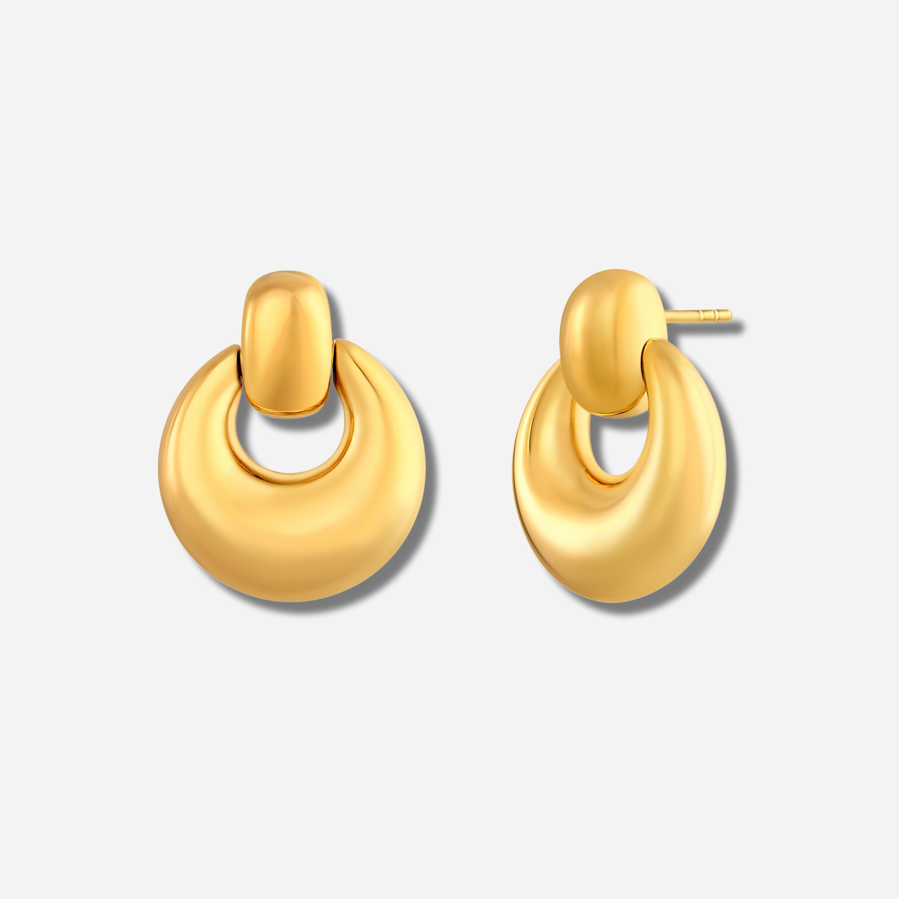 Electroform 925 Sterling Silver with 14K Gold Plated Door Knocker Statement Earrings