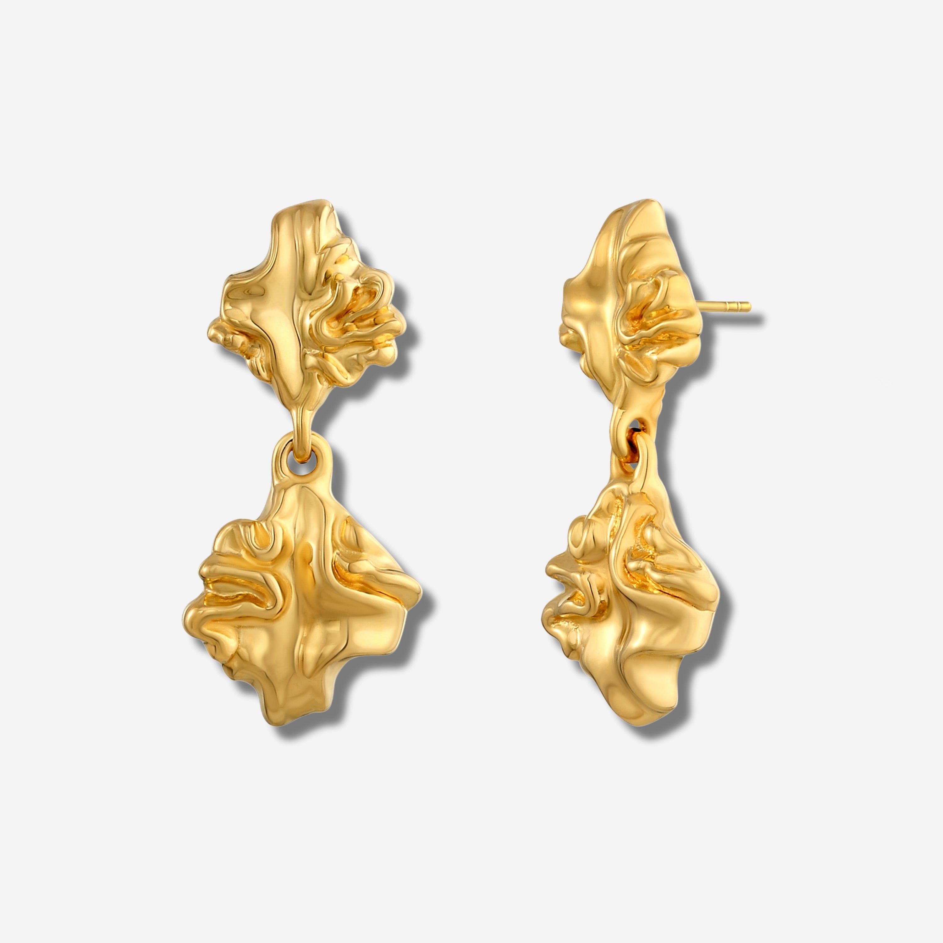 CRUMPLE STYLE ELECTROFORM EARRINGS 925 WITH 14K GOLD PLATED