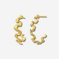 925 STERLING SILVER WITH 14K GOLD PLATED CURLY WAVY HOOP EARRINGS