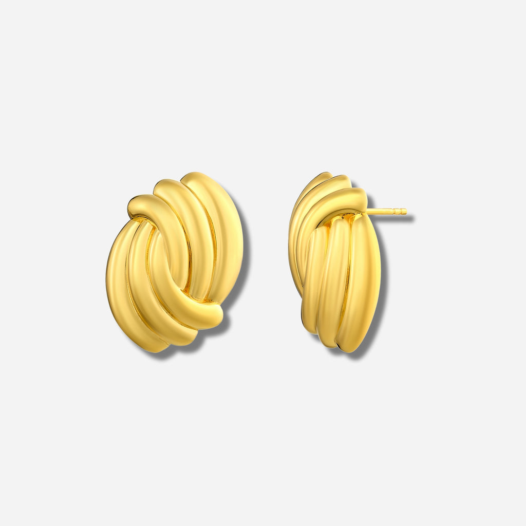 925 STERLING SILVER TWISTED GOLD HOOP EARRINGS
