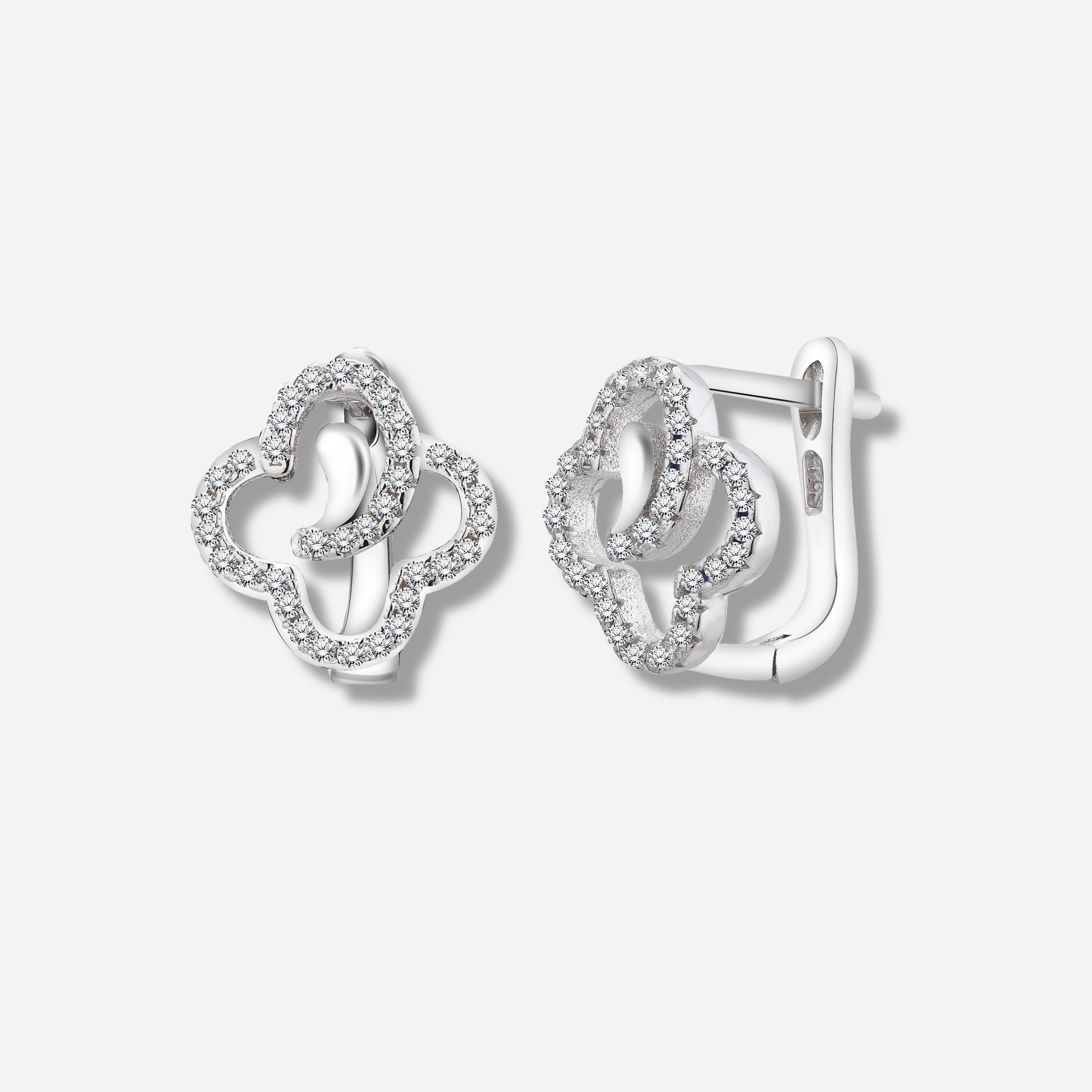 925 STERLING SILVER PAVE FLOWER EARRINGS