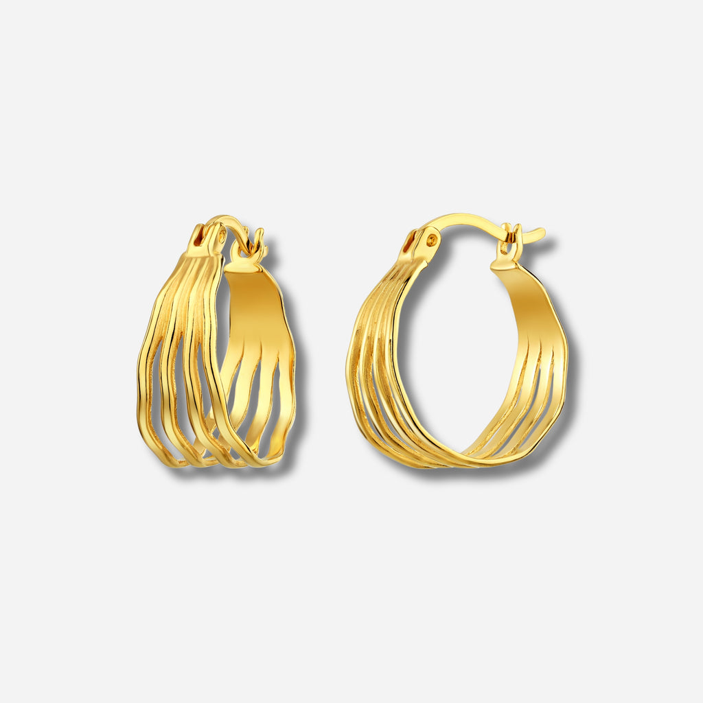 925 STERLING SILVER WAVE HOOP EARRINGS