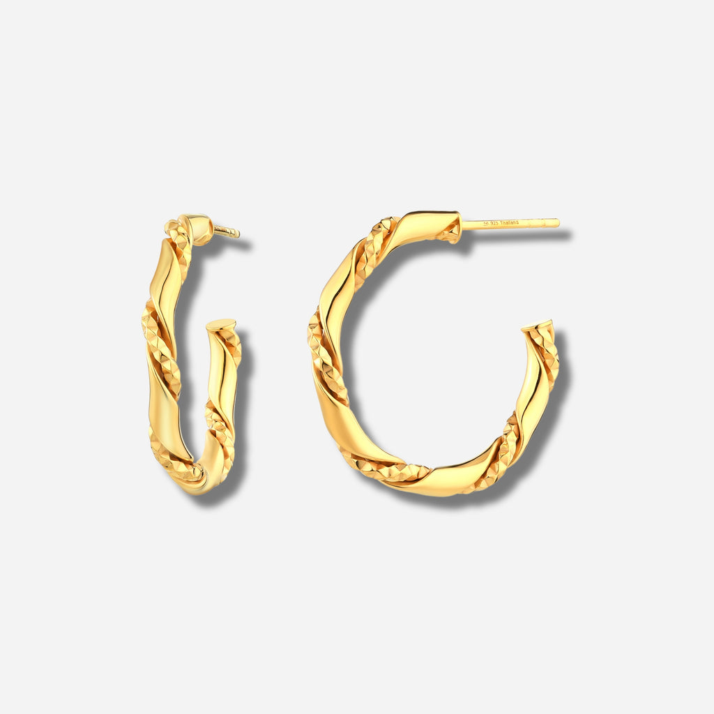 925 STERING SILVER FANCY TWIST HOOP EARRINGS